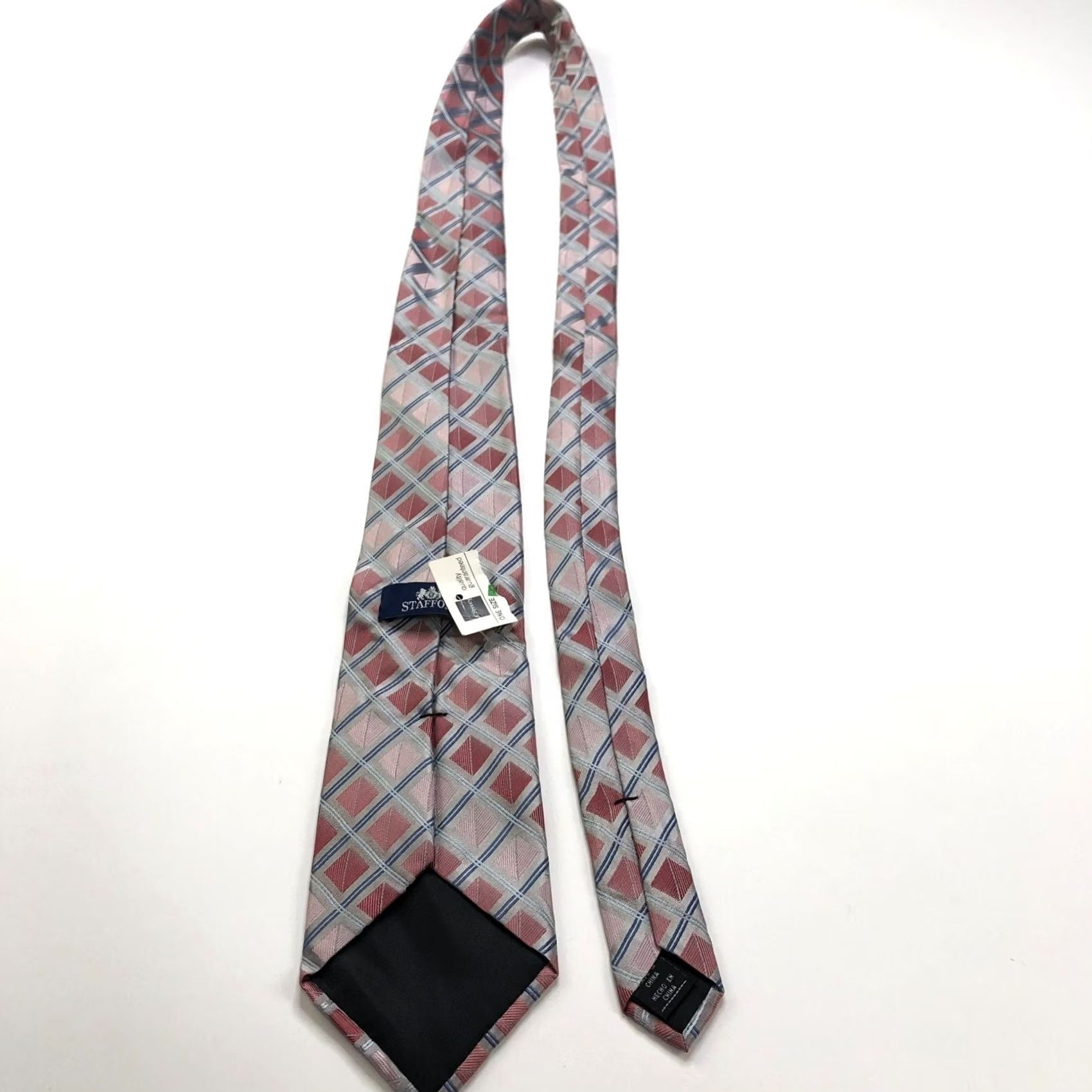 Stafford VINTAGE Stafford Pink Gray 100% Silk Neck Tie Men Geometric 3.5-in 58-in Mens Tie Size ONE SIZE - 5 Thumbnail