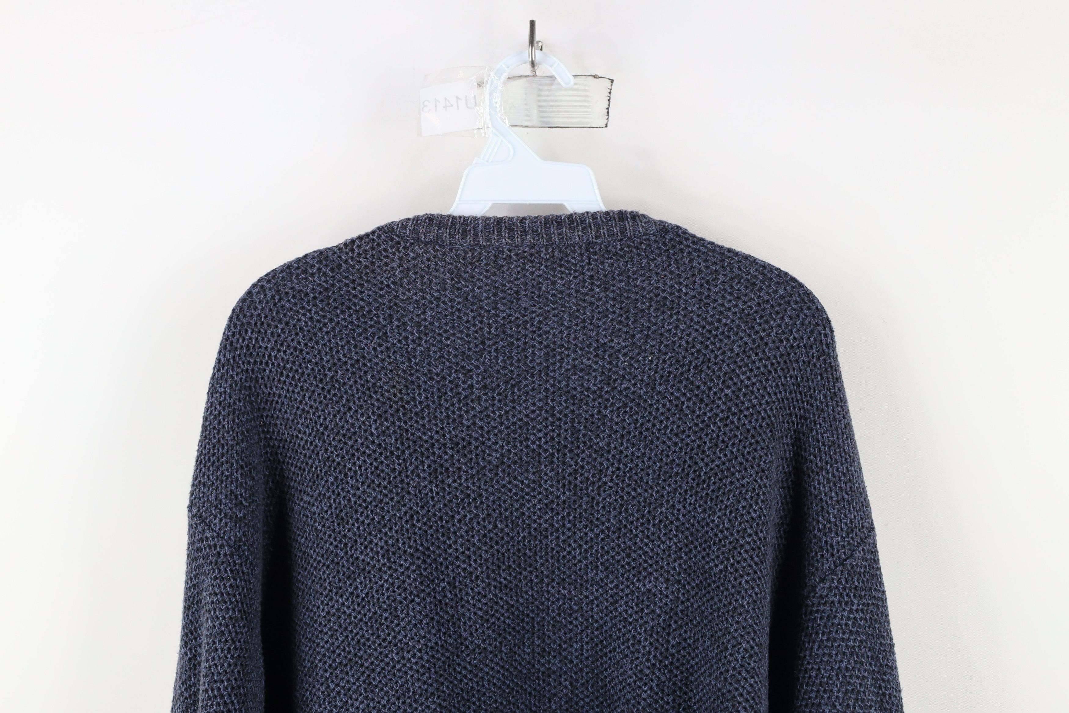 Vintage Vintage 90s Streetwear Thermal Waffle Knit Sweater Blue Size US XXL / EU 58 / 5 - 10 Thumbnail