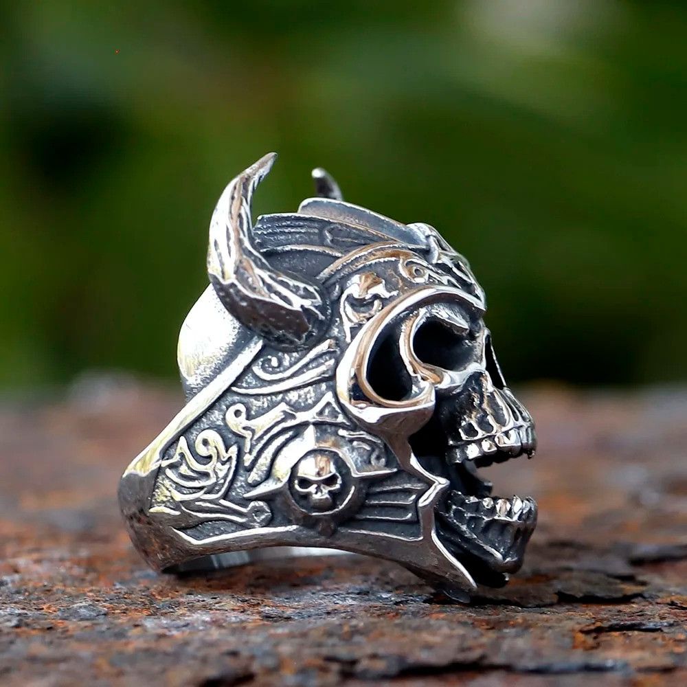 Jewelry Viking Warrior Skull Ring Streetwear Jewelry Fashion Gift Size ONE SIZE - 6 Thumbnail