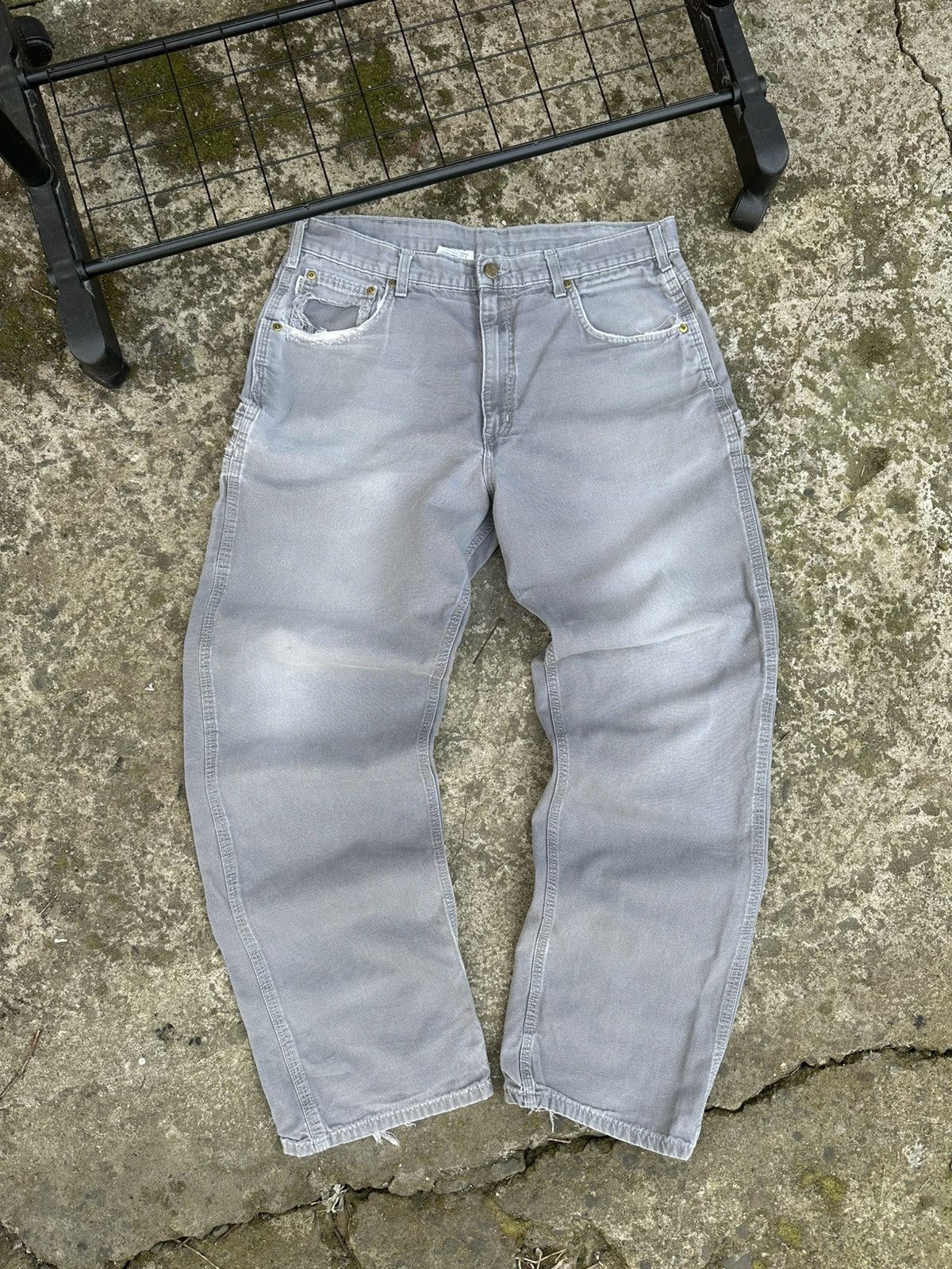 Carhartt × Vintage Vintage Sun faded Carhartt B159 carpenter denim Size US 36 / EU 52 - 1 Thumbnail