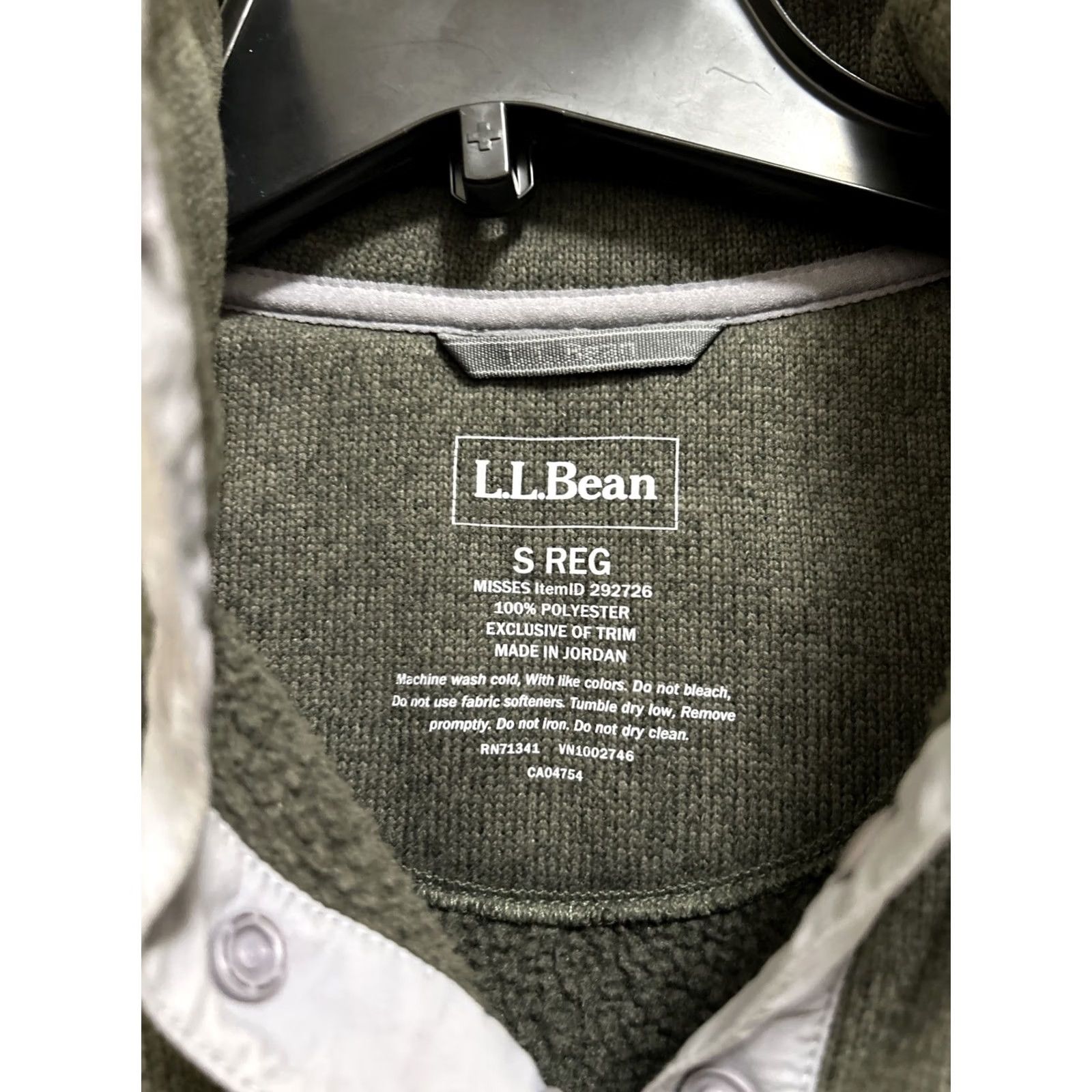 Vintage L.L. Bean Sweater Fleece Womens S Olive Green 1/4 T-Snap Pullover Logo 292726 Size S / US 4 / IT 40 - 6 Thumbnail