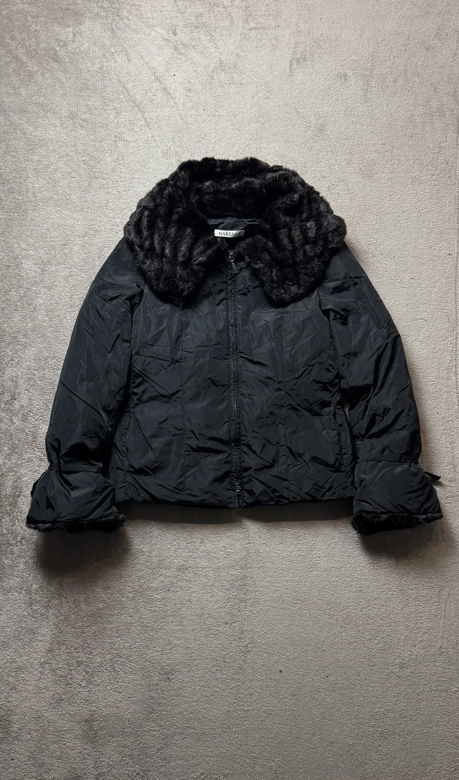 Marella Y2K Faux Fur Down Coat Jacket max mara ysl cdg Steampunk lgb Size S / US 4 / IT 40 - 2 Thumbnail