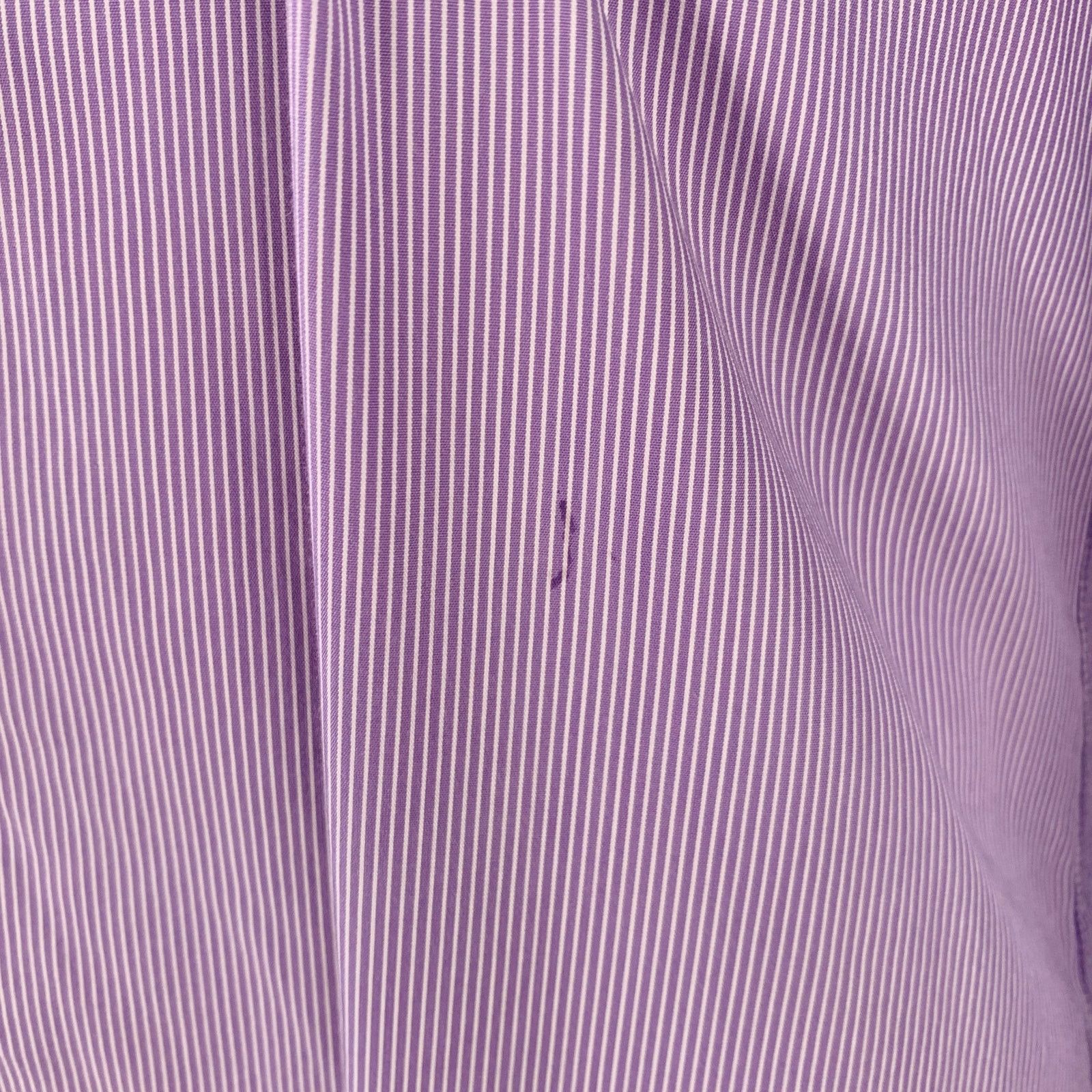 Elie Tahari White Lavender Stripe Checkered Cotton One Pocket Shirt Size US XL / EU 56 / 4 - 4 Thumbnail