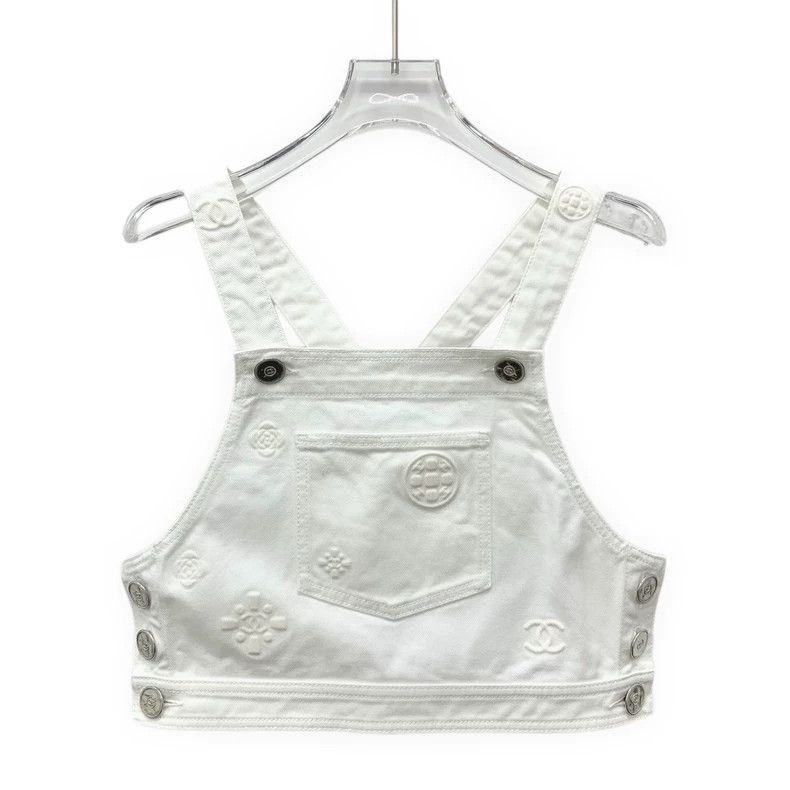 Chanel Chanel White logo camellia relief cotton denim vest Size XS / US 0-2 / IT 36-38 - 1 Thumbnail