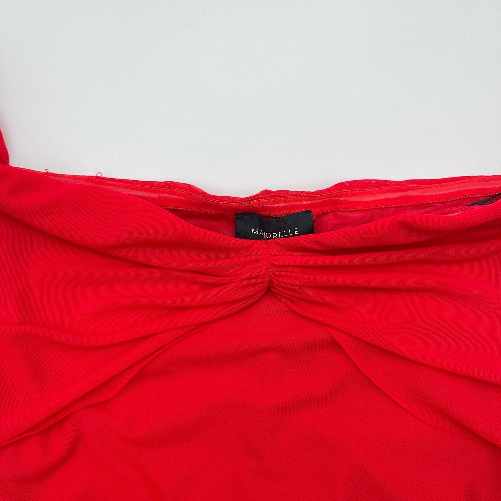 Other Majorelle | Elise Cherry Red Mesh Ruched Midi Dress S Size S / US 4 / IT 40 - 5 Thumbnail