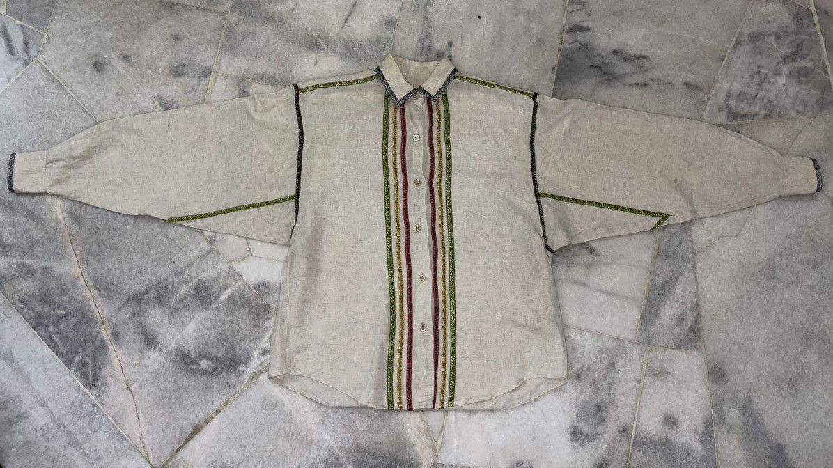 Designer × Kenzo 90s Kenzo Linen Shirt Size US L / EU 52-54 / 3 - 11 Thumbnail