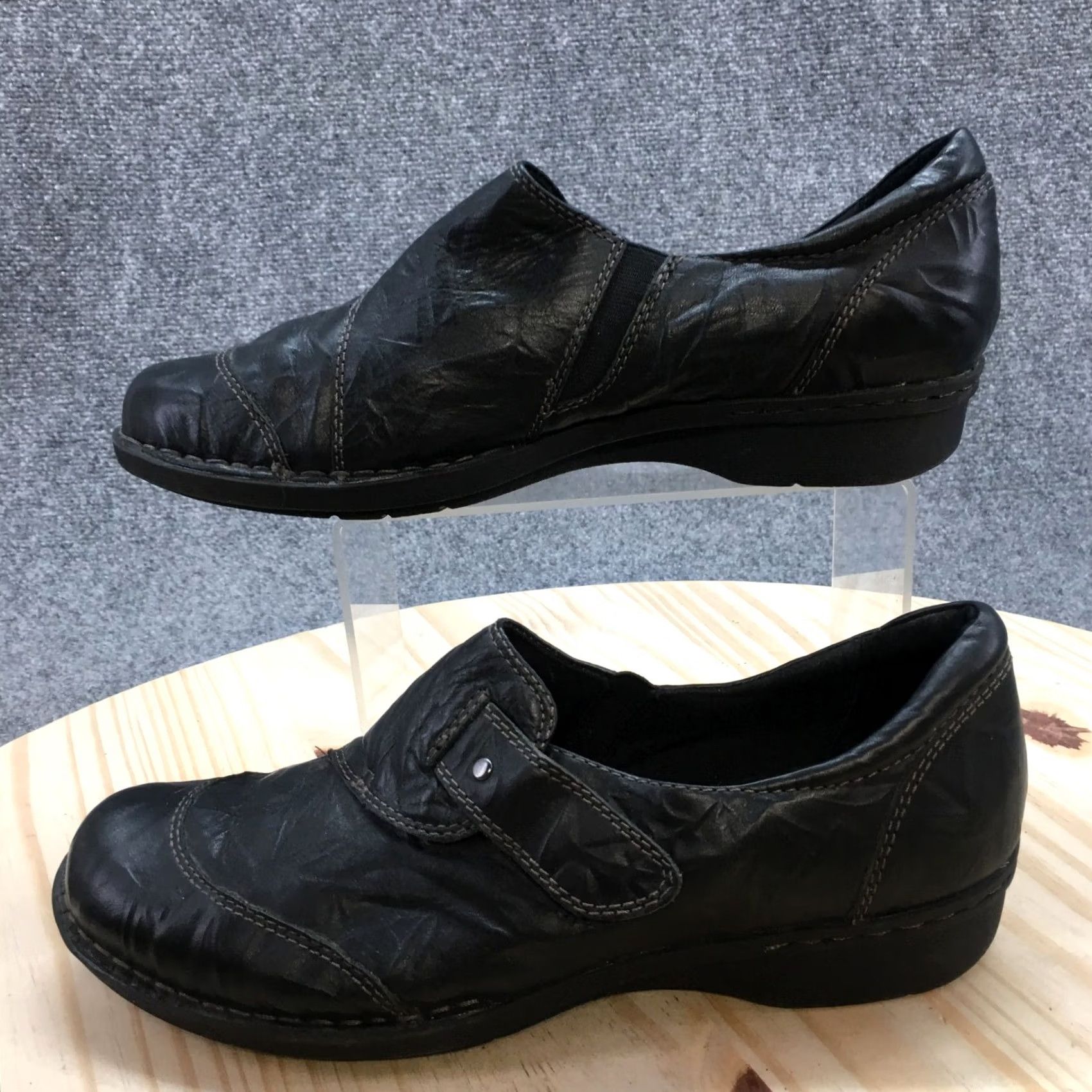 Clarks Clarks Loafer Womens 9M Black Carol Round Toe Slip On Casual Leather Shoes 67196 Size US 9 / IT 39 - 2 Thumbnail