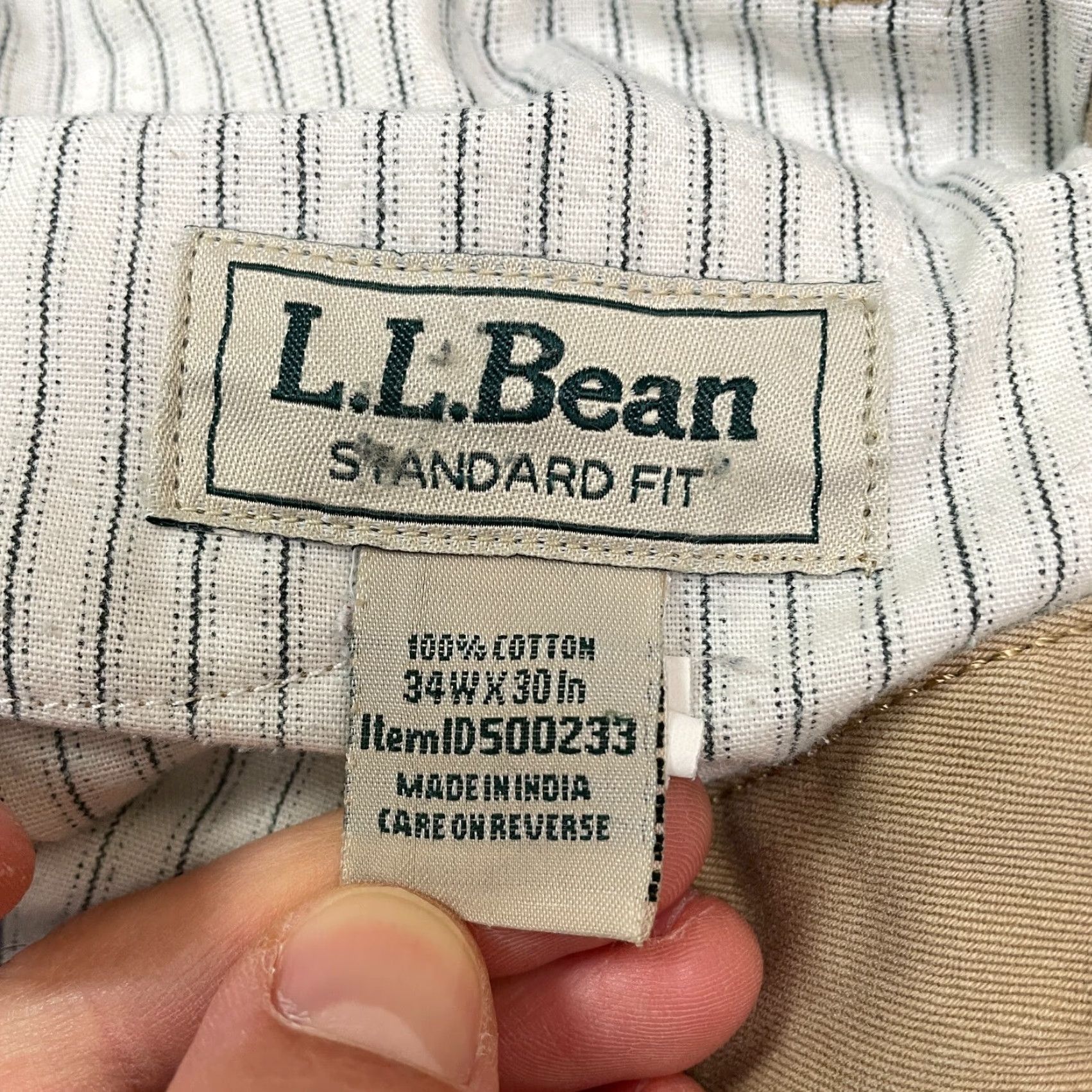Vintage L.L. Bean Chino Pants Mens 34x30 Straight Brown Casual 100% Cotton Size US 34 / EU 50 - 7 Thumbnail
