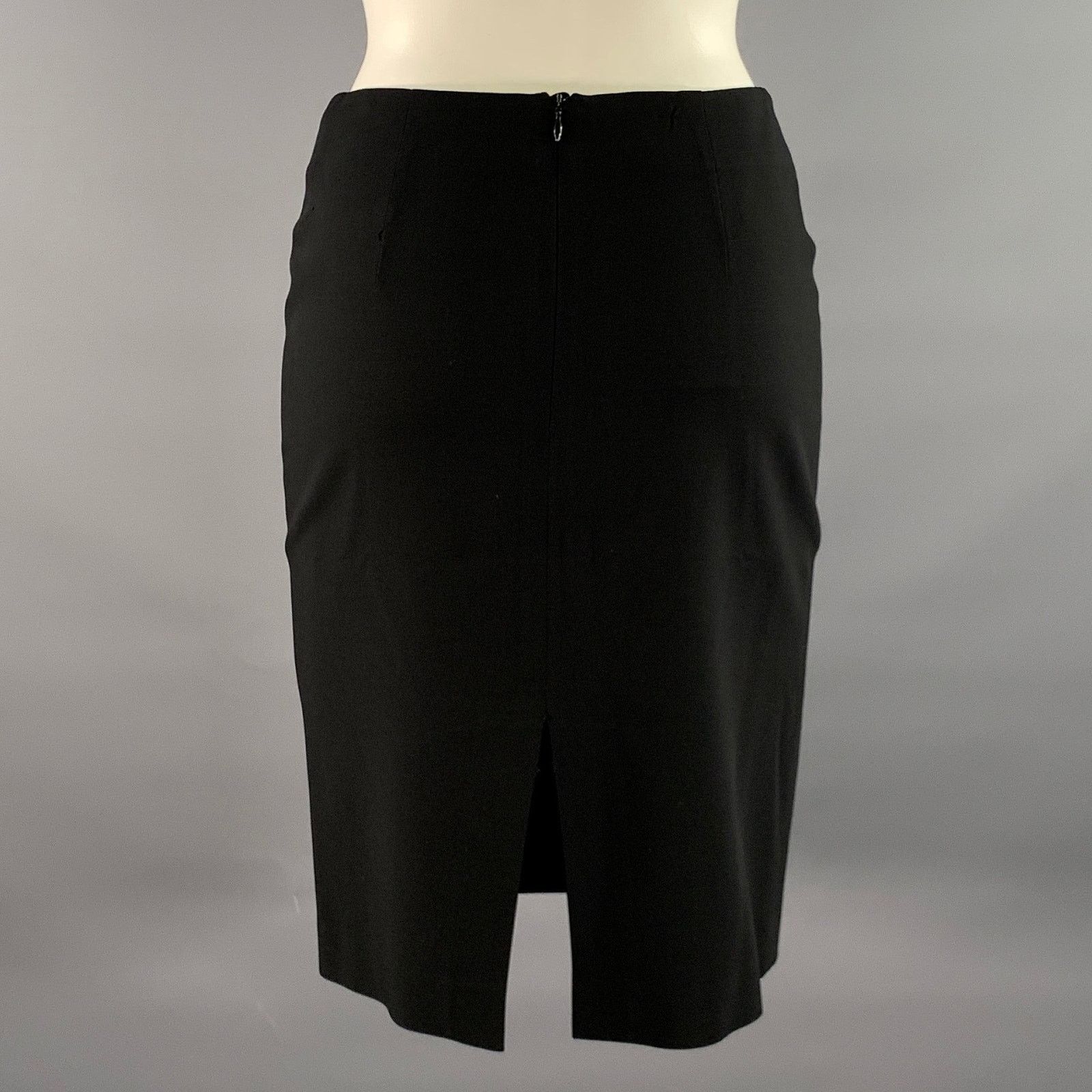 Giorgio Armani GIORGIO ARMANI Size 2 Black Wool Pencil Knee-Length Skirt Size 26" / US 2 / IT 38 - 3 Thumbnail