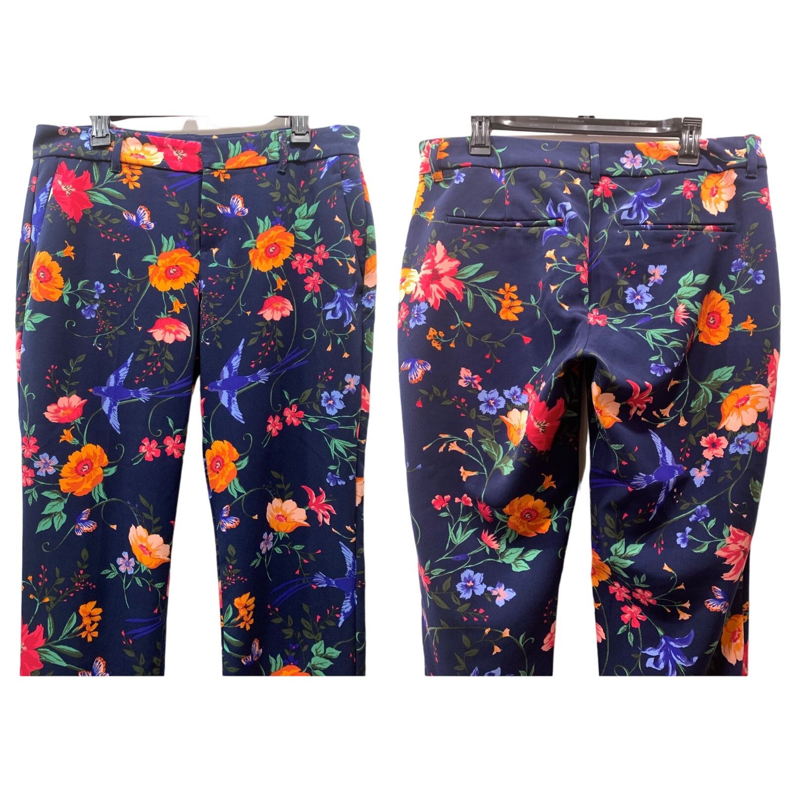 Old Navy Old Navy Harper Mid Rise Ankle Pants Blue Floral Bird Print Size 34" / US 12 / IT 48 - 3 Thumbnail