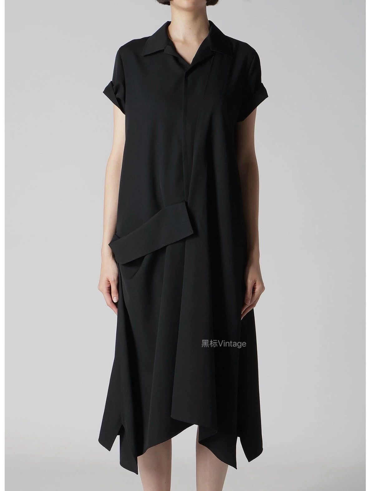 Yohji Yamamoto Yohji Yamamoto 25ss VTG Asymmetric Draped Short Sleeve Dress Size S / US 4 / IT 40 - 2 Thumbnail