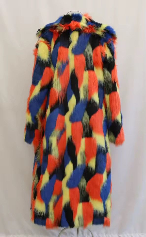 Other Streetwear Designer Colourful Fur Warm Midi Coat Size L / US 10 / IT 46 - 2 Thumbnail