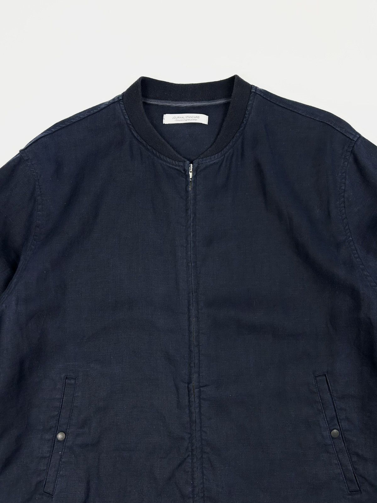 Japanese Brand Journal Standard Linen Bomber Jacket Navy L Japanese style Size US L / EU 52-54 / 3 - 8 Thumbnail