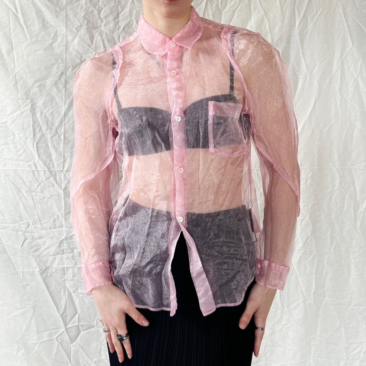 Comme des Garcons Comme des Garcons FW 2003 Sheer Pink Button-Up Size S / US 4 / IT 40 - 2 Thumbnail