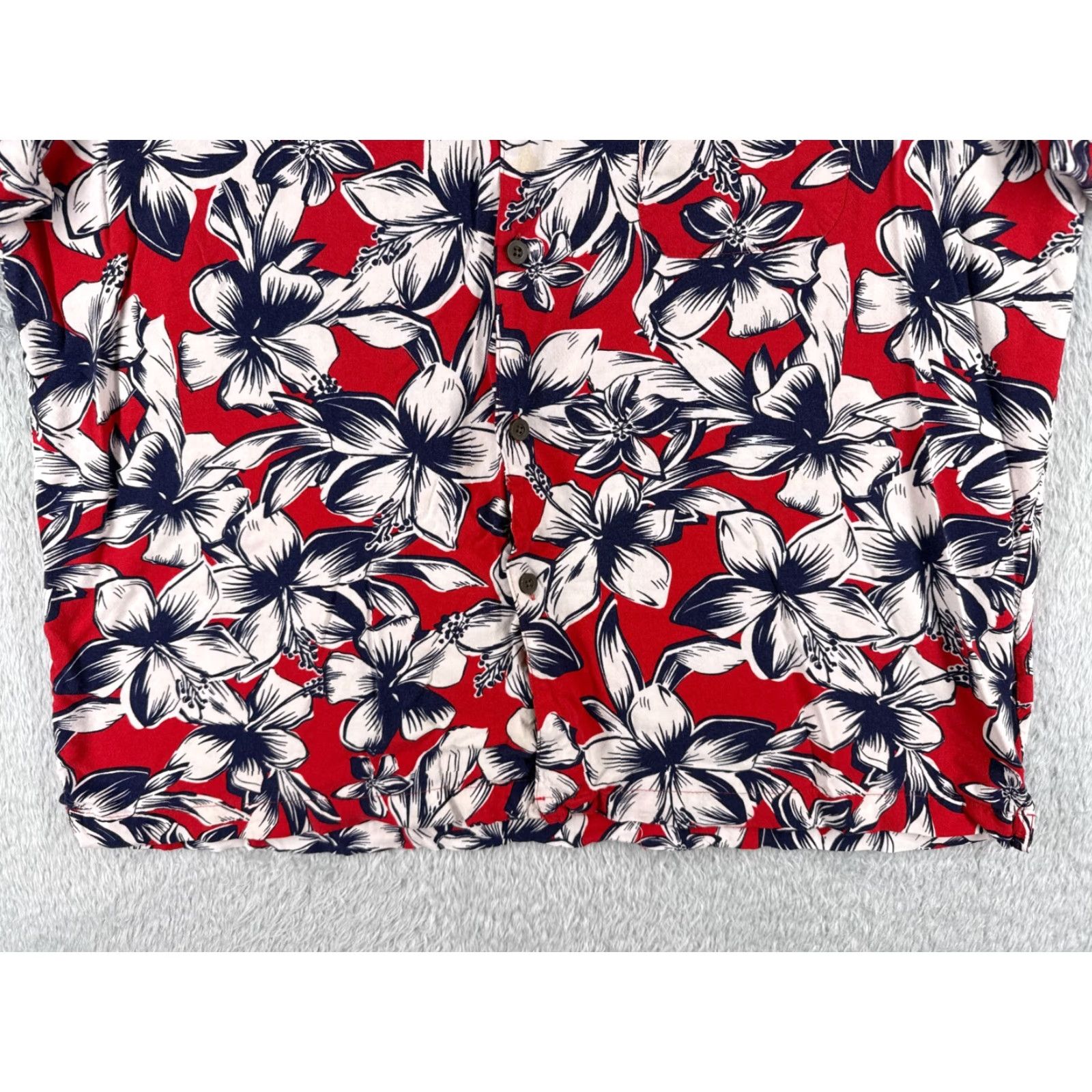 George George Shirt Adult XL Red Hawaiian Floral Short Sleeve Button-Up Cotton Mens Size US XL / EU 56 / 4 - 5 Thumbnail