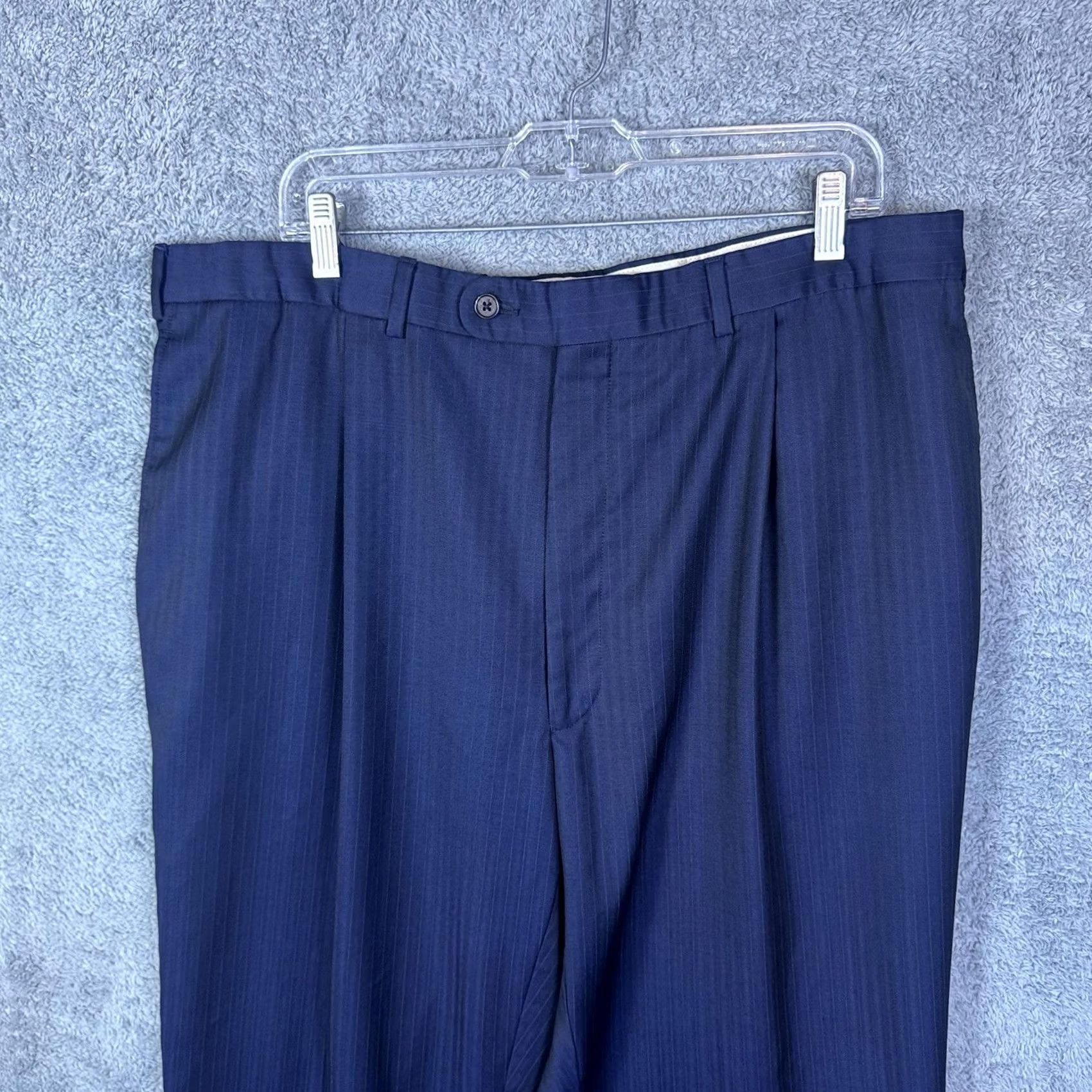 Jack Victor Jack Victor Pants Mens 40x29 Wool Pinstripe Slacks Luxor CT Suit Trousers Classic Pleated City Designer Womens? Size 40R - 3 Thumbnail