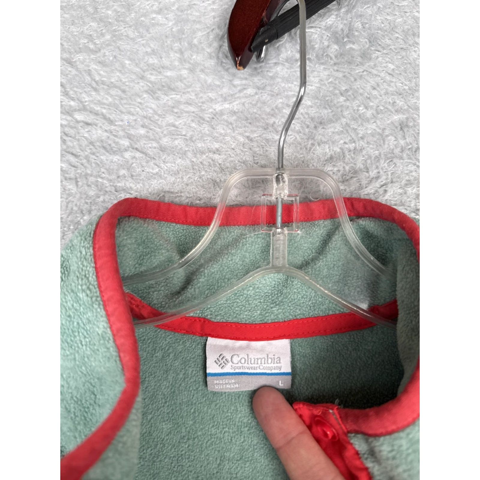 Vintage Columbia Sweatshirt Womens L Green Red Fleece Snap Pullover Quarter Button Size L / US 10 / IT 46 - 7 Thumbnail