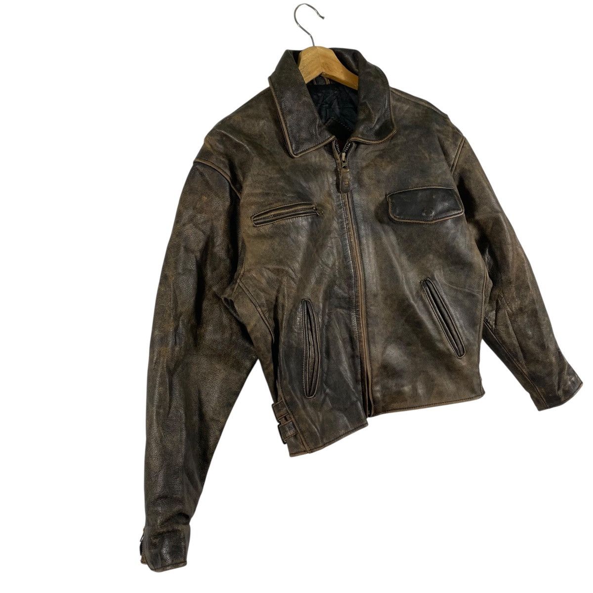 Genuine Leather × Leather × Vintage Vintage G.S.C On Time Leather Zipper Jacket M Size Size US M / EU 48-50 / 2 - 2 Thumbnail