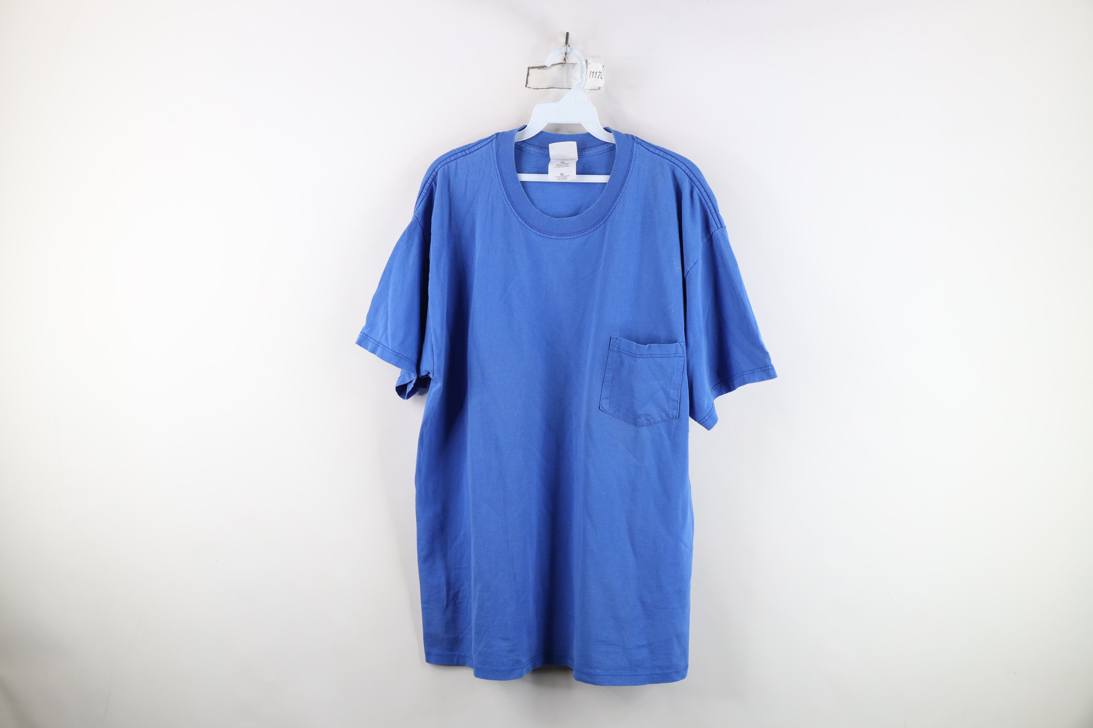 Vintage Vintage 90s Streetwear Heavyweight Cotton T-Shirt Royal Blue Size US XL / EU 56 / 4 - 1 Thumbnail