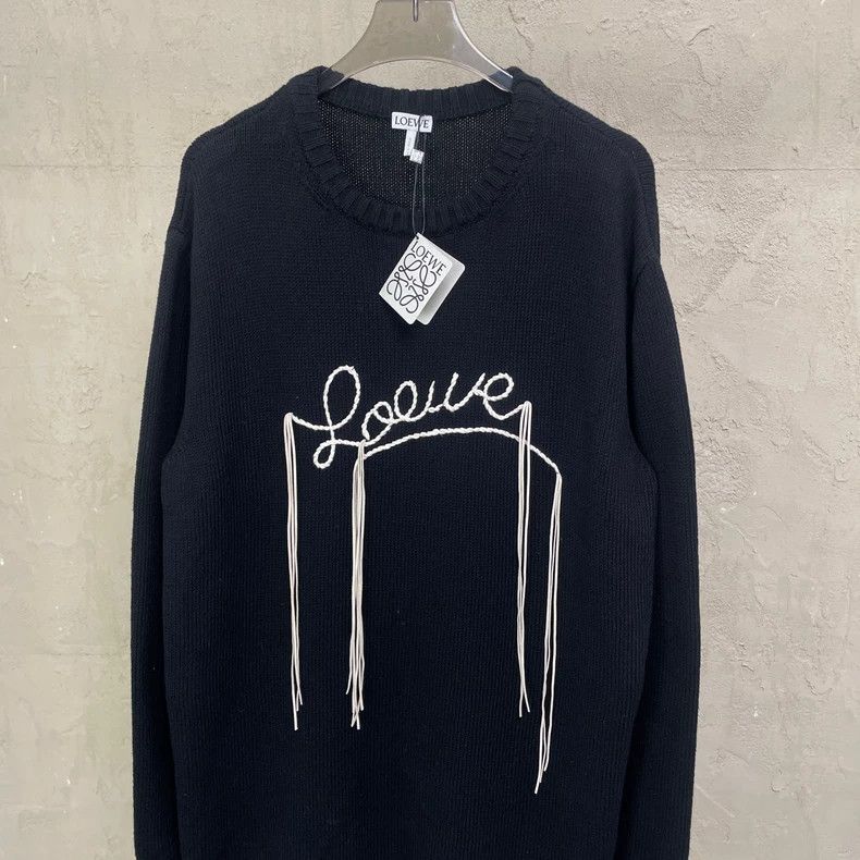 Loewe LOEWE Black tassel logo round neck knit sweater Size XS / US 0-2 / IT 36-38 - 3 Thumbnail
