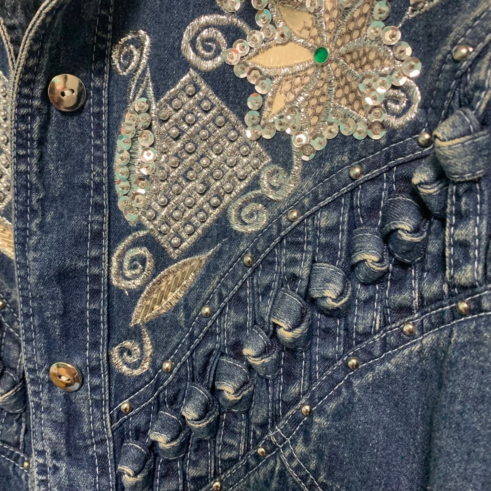 Vintage Nat-Lyn Collection Vintage Denim Sequin Western Duster M Size M / US 6-8 / IT 42-44 - 6 Thumbnail