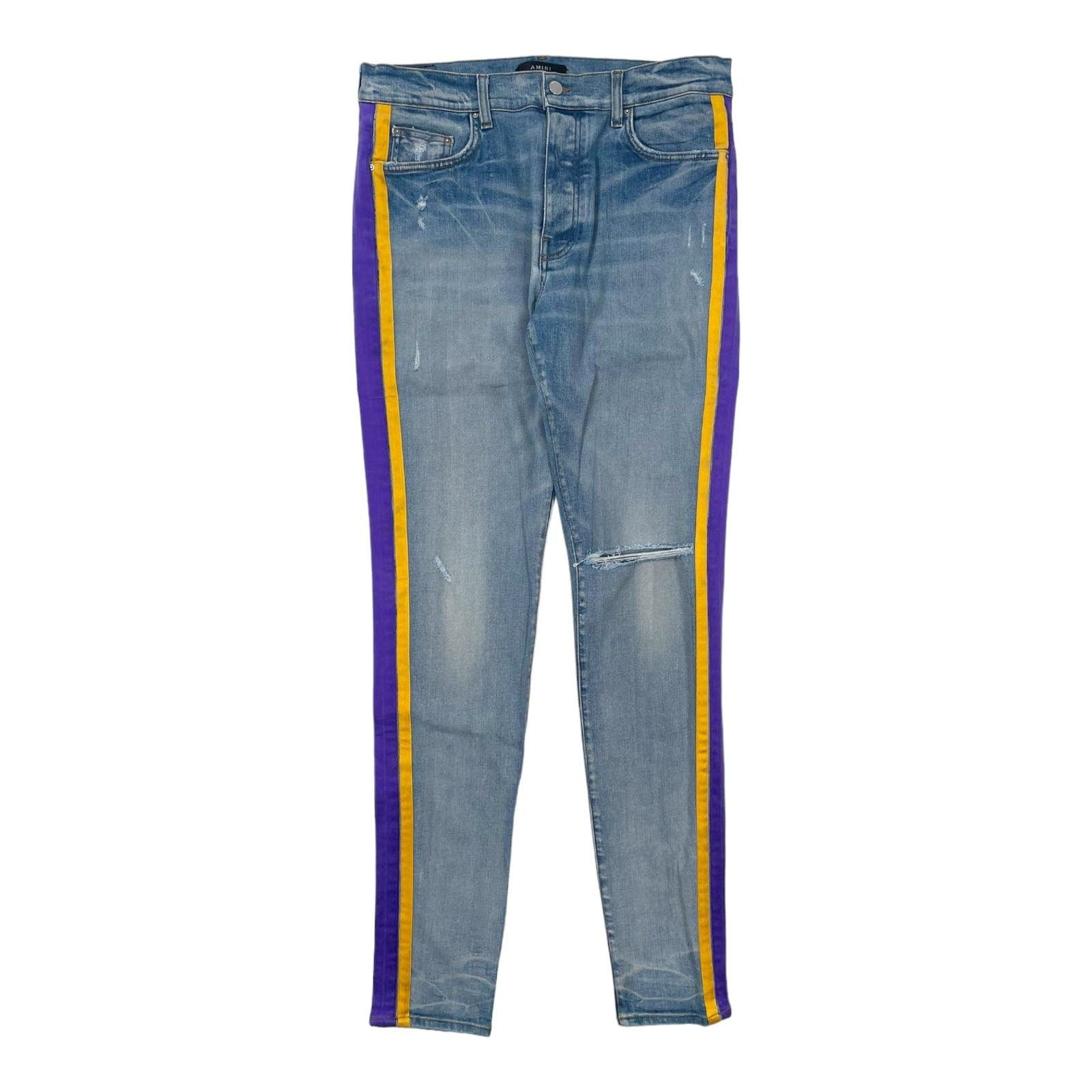 image of Amiri Lakers Track Jeans Clay Indigo Pre-Owned, Men's (Size 36)