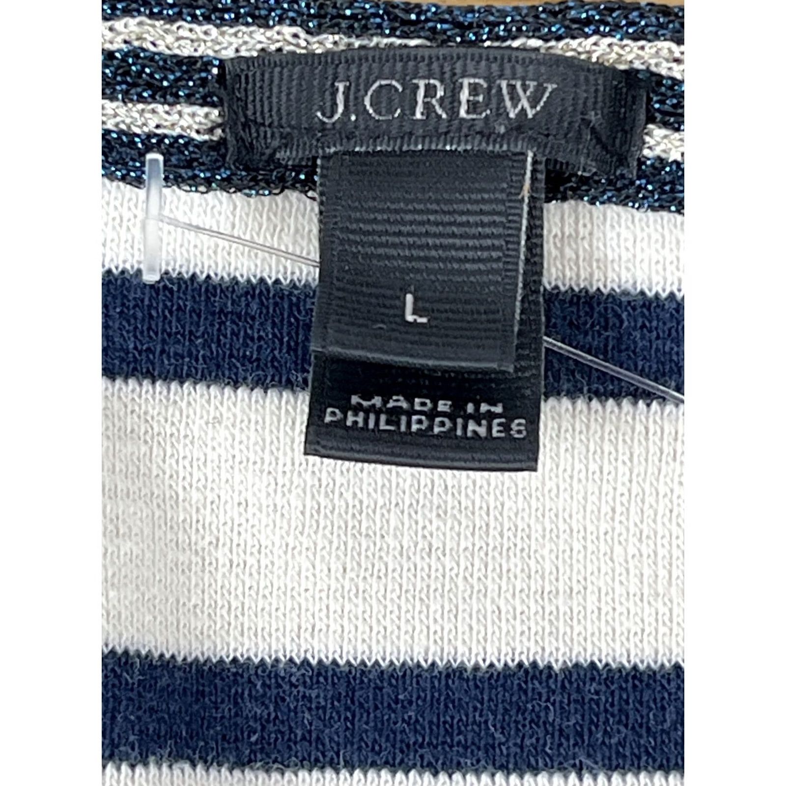 J.Crew J.CREW Women’s Large Navy White Striped Sleeveless Tank Top Stretch Regular Fit Tank/Top Size L / US 10 / IT 46 - 7 Thumbnail