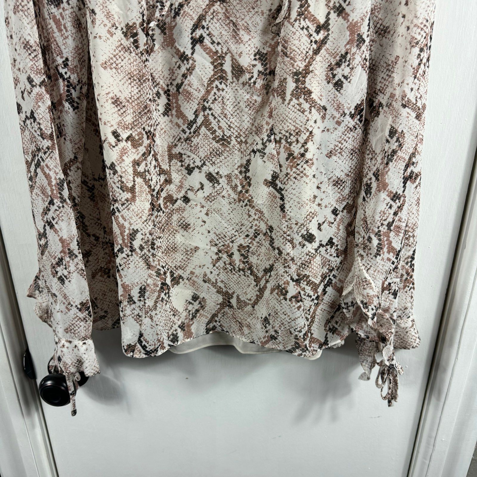 Karen Millen Karen Millen brown cream snake print ruffle trip high neck Size M / US 6-8 / IT 42-44 - 3 Thumbnail