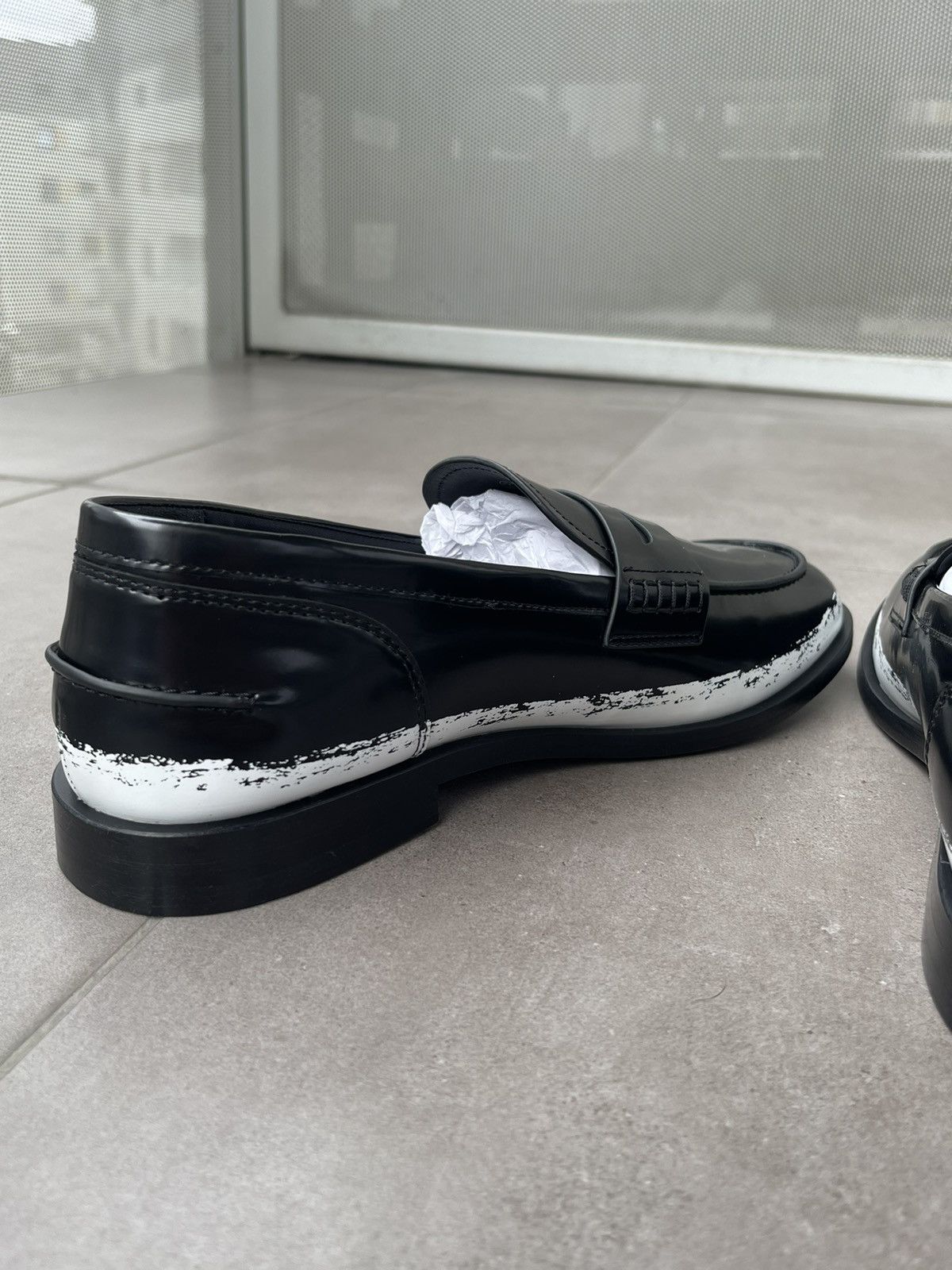 MSGM !DS! SS24 MSGM Black White Pattern Leather Loafers Size US 10 / EU 43 - 12 Thumbnail
