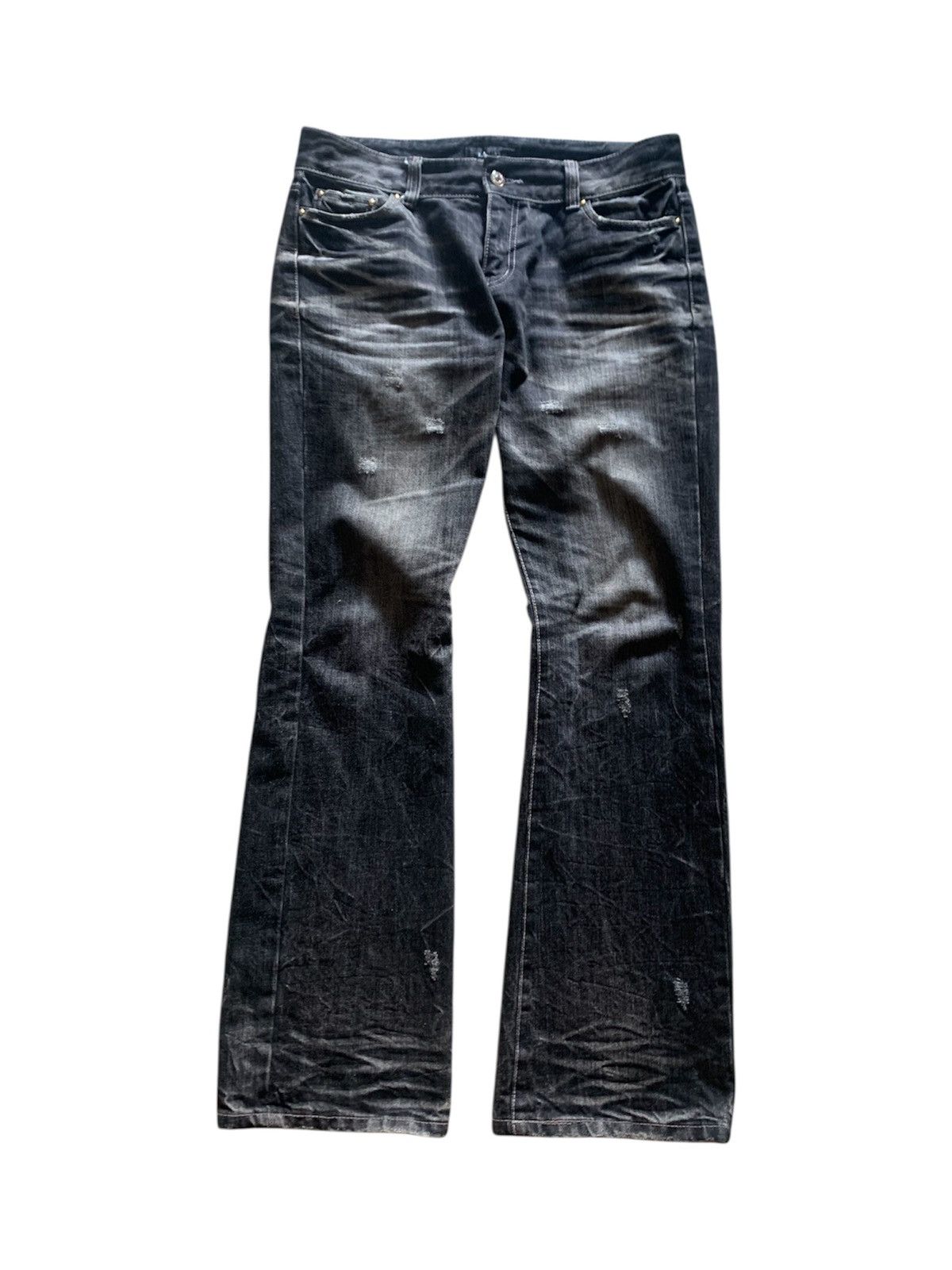 Le Grande Bleu (L.G.B.) 2000s La Gate Distressed Flare Pants Size US 32 / EU 48 - 1 Thumbnail