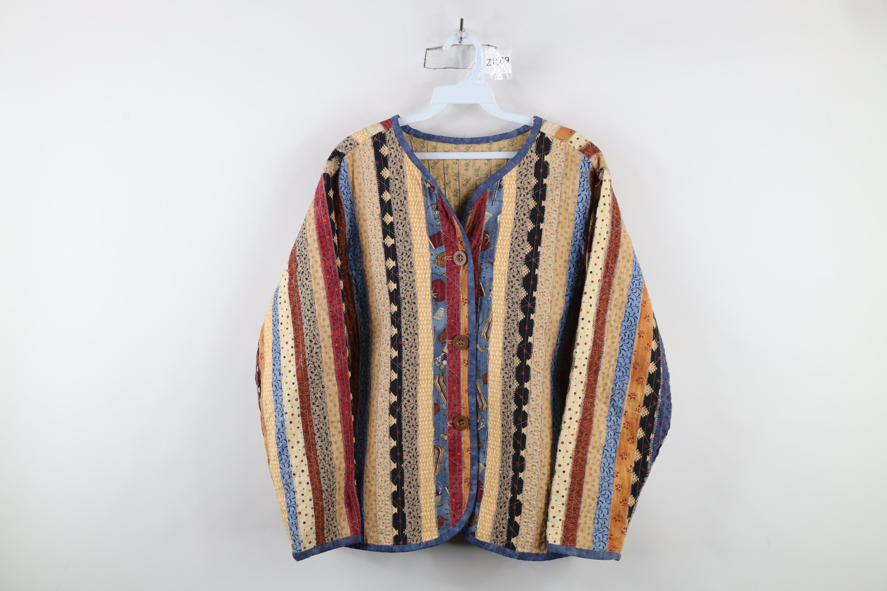 Vintage Vintage 90s Country Primitive Striped Button Cardigan Jacket Size L / US 10 / IT 46 - 1 Thumbnail