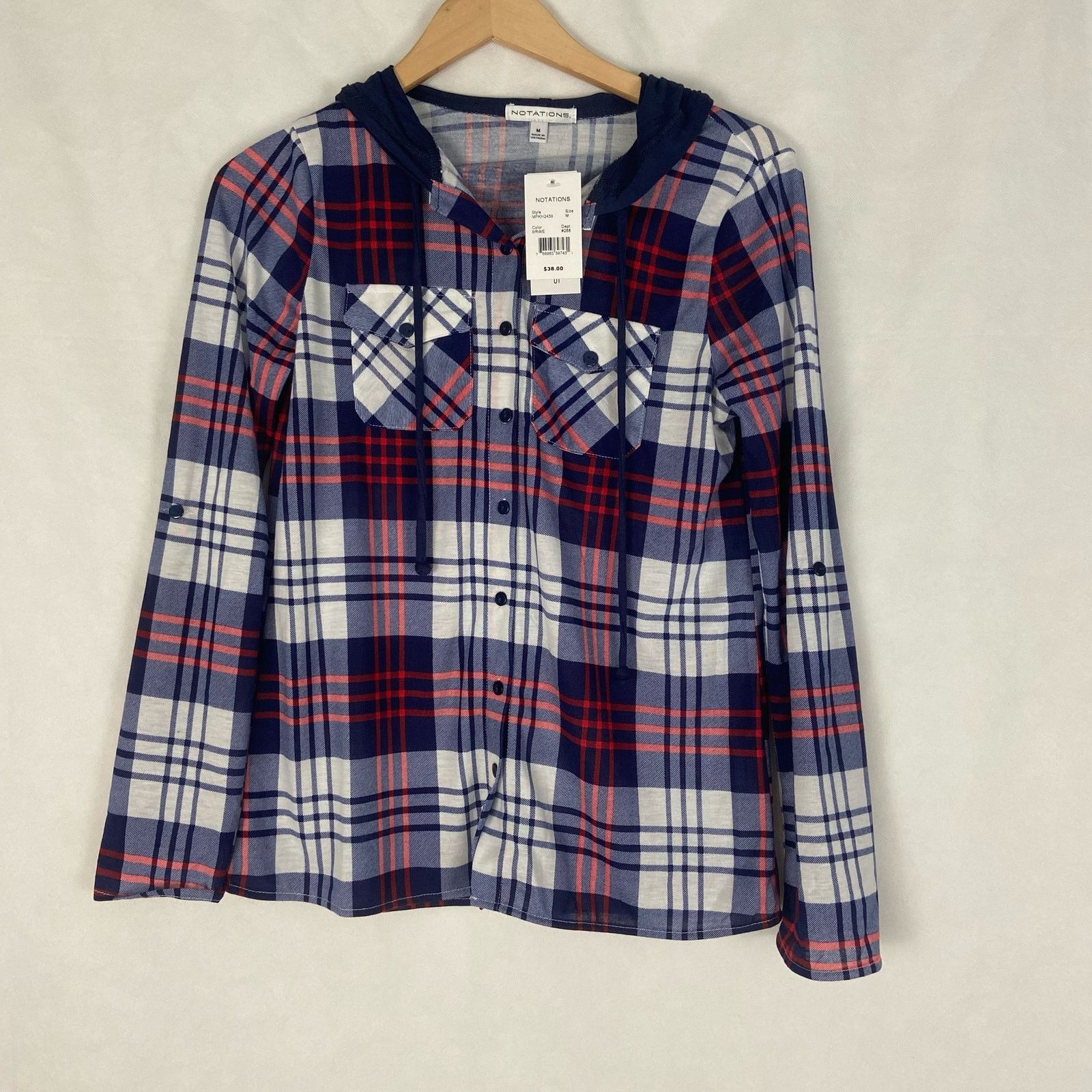Other NWT Notations Juniors Button Up Hooded Shirt Size Medium Size M / US 6-8 / IT 42-44 - 7 Thumbnail