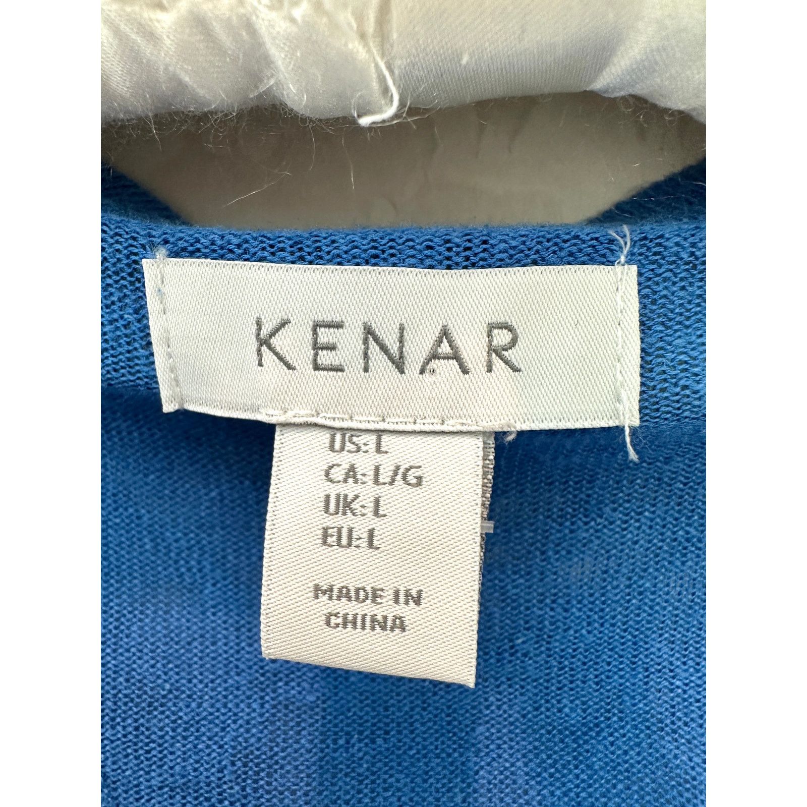 Other KENAR | Blue Linen Lightweight Open Front Waterfall Cardigan Size L / US 10 / IT 46 - 6 Thumbnail