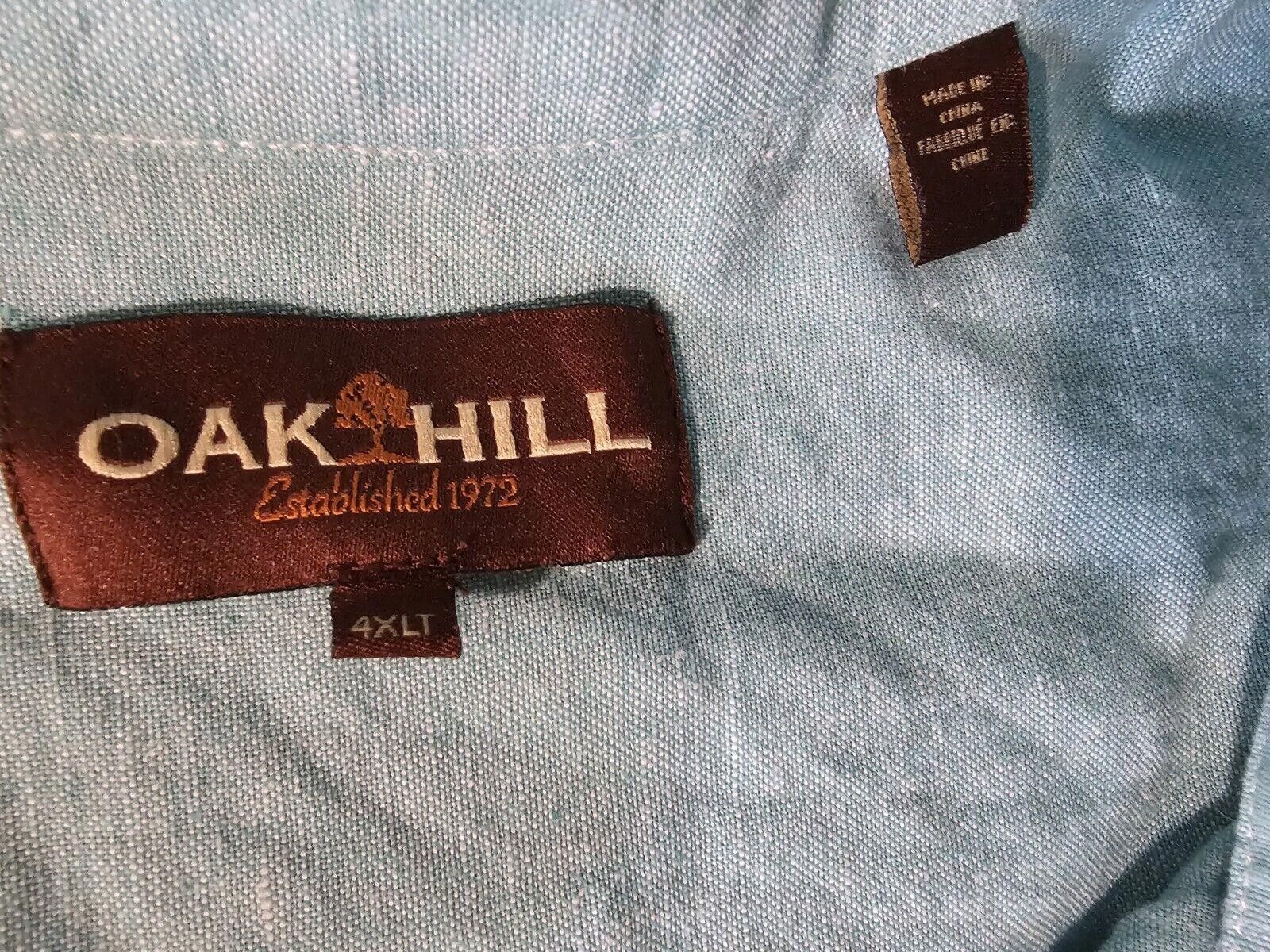 Designer Oak Hill Short Sleeve Button Up Shirt 4XLT Green Blue Size US XXL / EU 58 / 5 - 2 Thumbnail