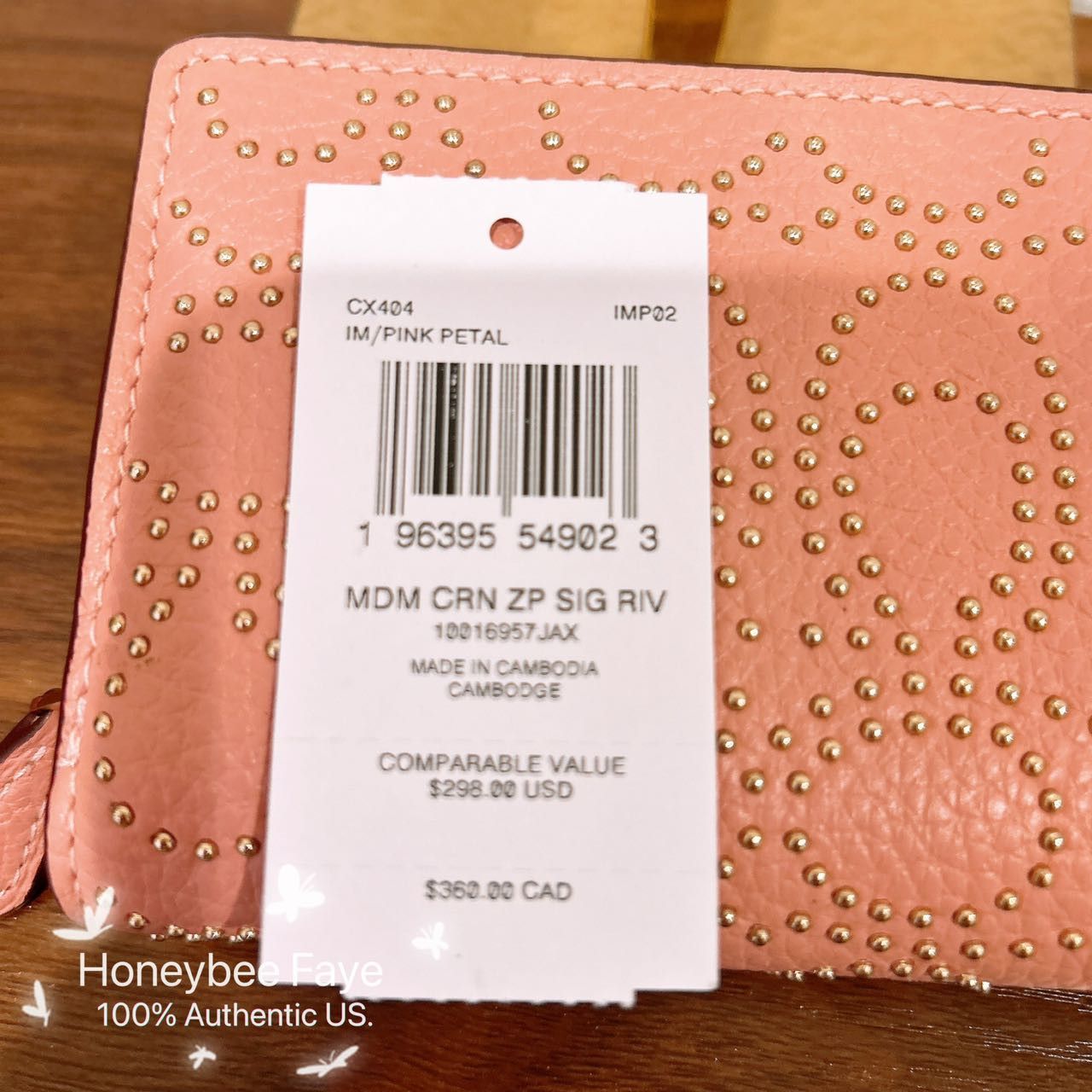 Coach Medium Corner Zip Wallet With Signature Rivets CX404 Size ONE SIZE - 6 Thumbnail
