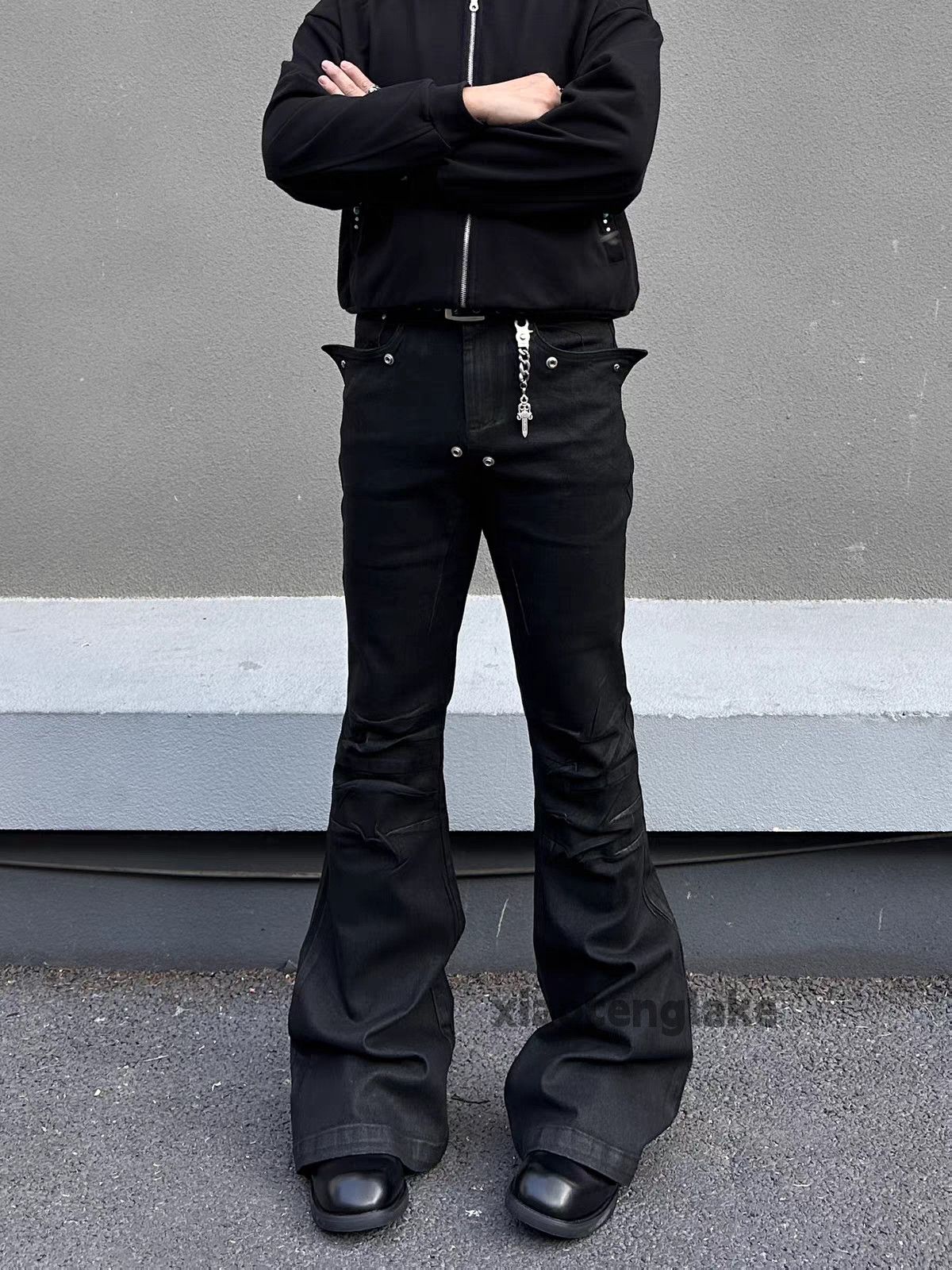 Jean × Streetwear Opium Stack Plated Flared Leather Jeans | Grailed