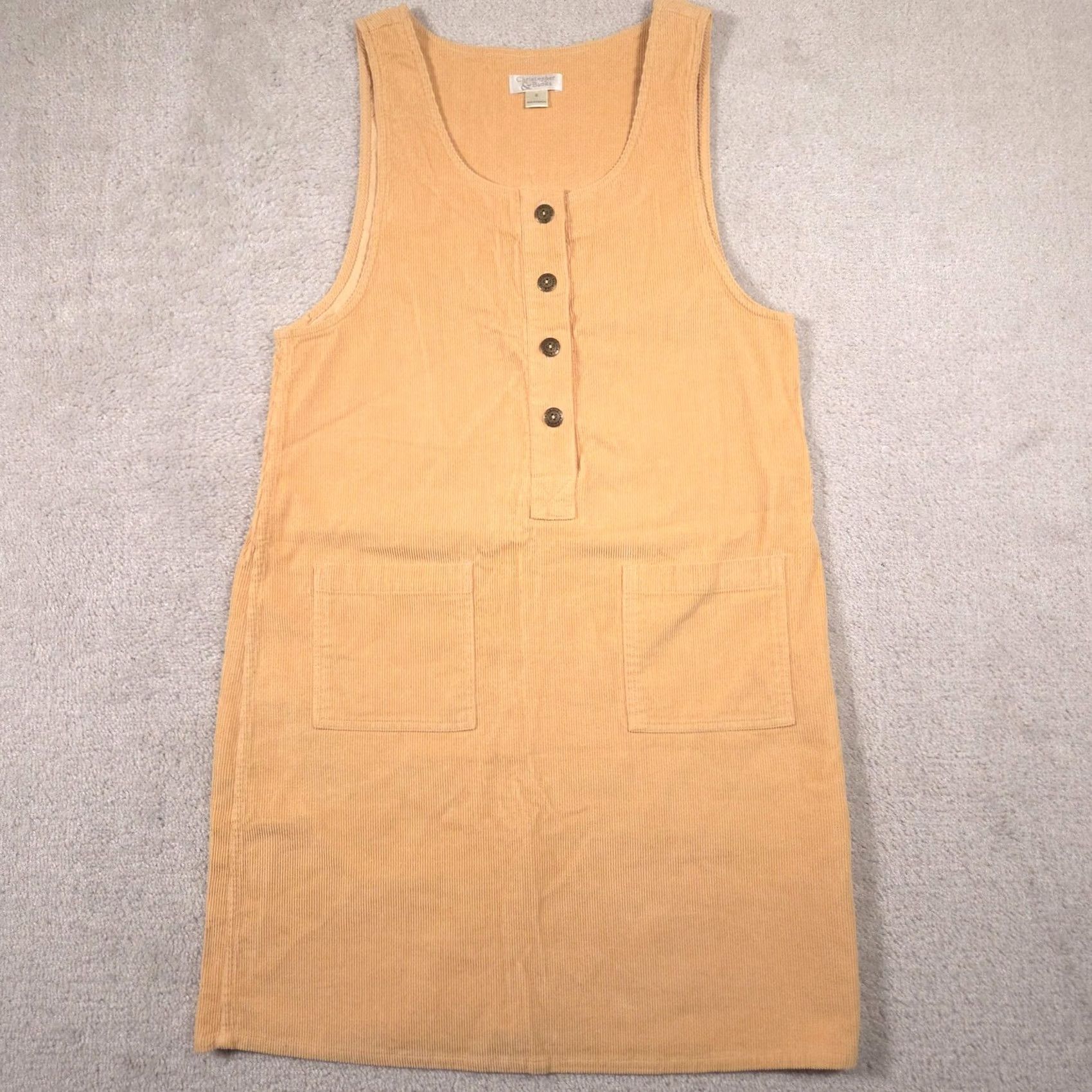Vintage Christopher & Banks Womens S Beige Corduroy Shift Dress - Casual Workwear Size S / US 4 / IT 40 - 2 Thumbnail