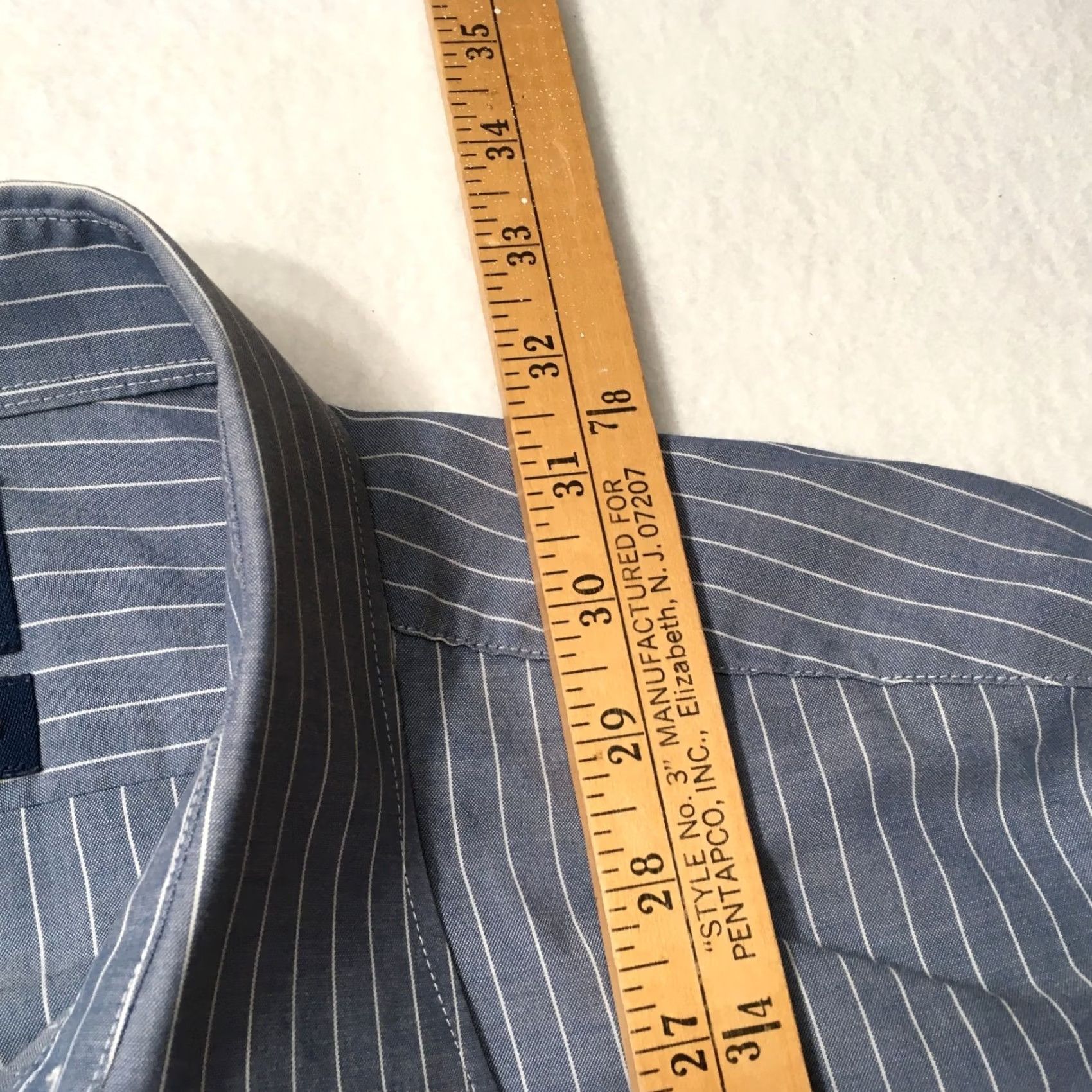 Stafford Stafford Dress Shirt Men Blue Striped Long Sleeve Button 17.5 34-35 Travel Size 46R - 7 Thumbnail