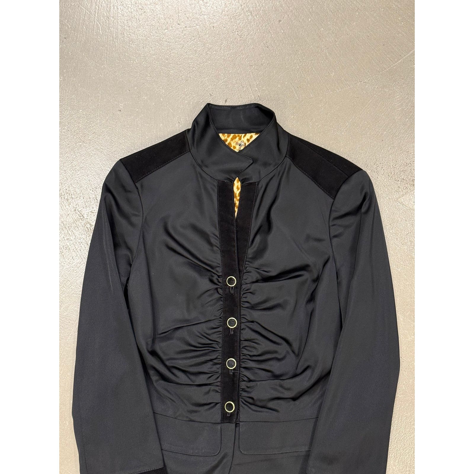 Roberto Cavalli 2000s Roberto Cavalli structured ruched velvet-trim jacket Size US S / EU 44-46 / 1 - 7 Thumbnail