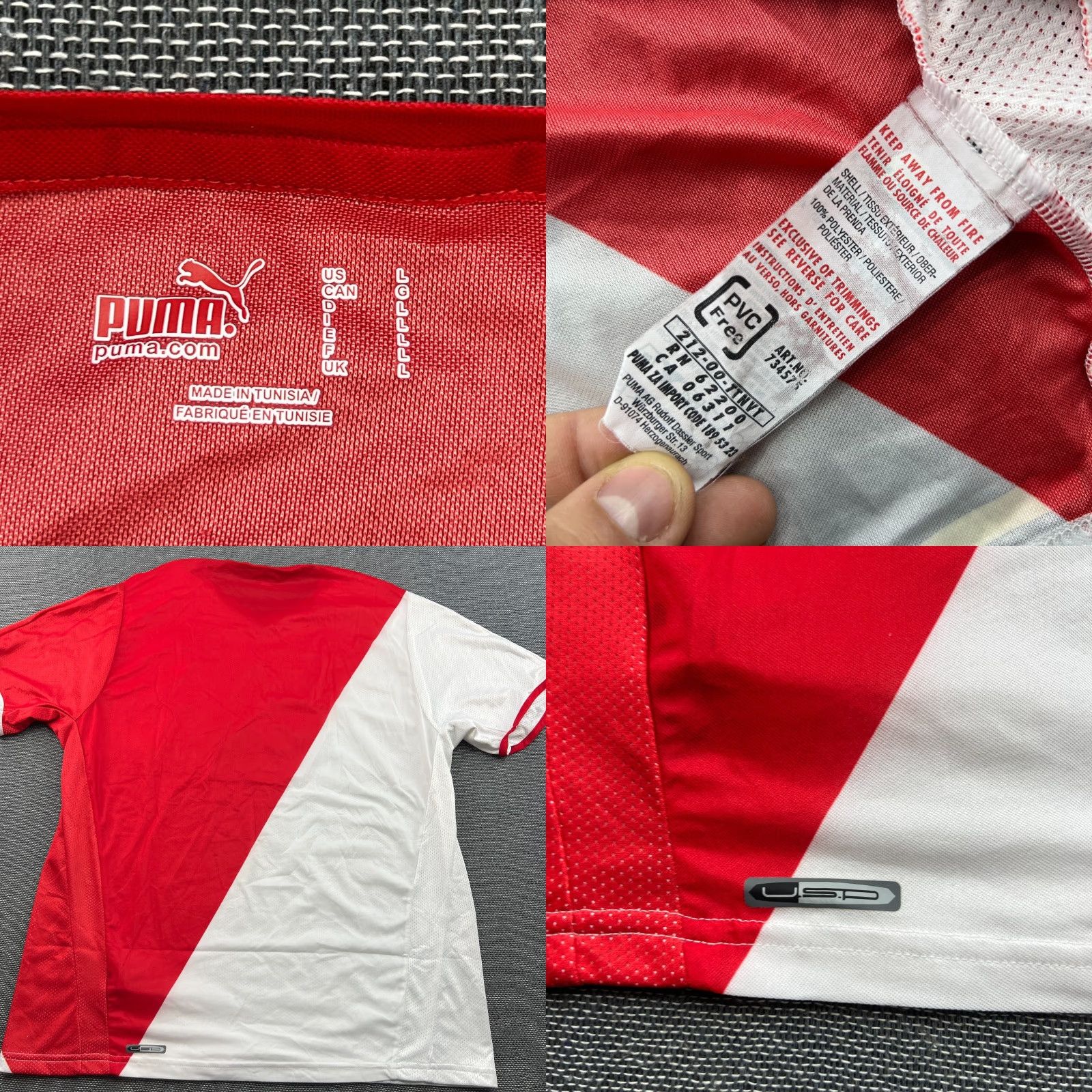 Puma PUMA Monaco 2008 2009 Home Football Jersey Shirt Mens L Multicolor Short Sleeve Pullover Round Neck Quick Dry Soccer Shirt Size US L / EU 52-54 / 3 - 8 Thumbnail