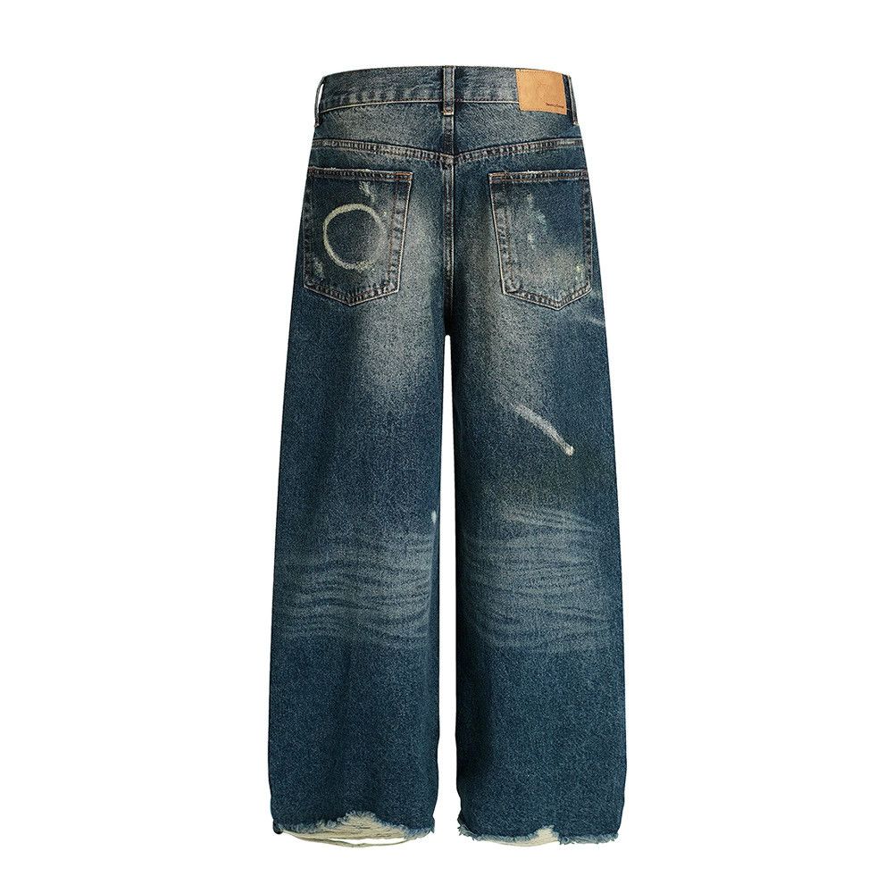Vintage Men's loose washed punk ink-splashed distressed jeans Size US 32 / EU 48 - 2 Thumbnail