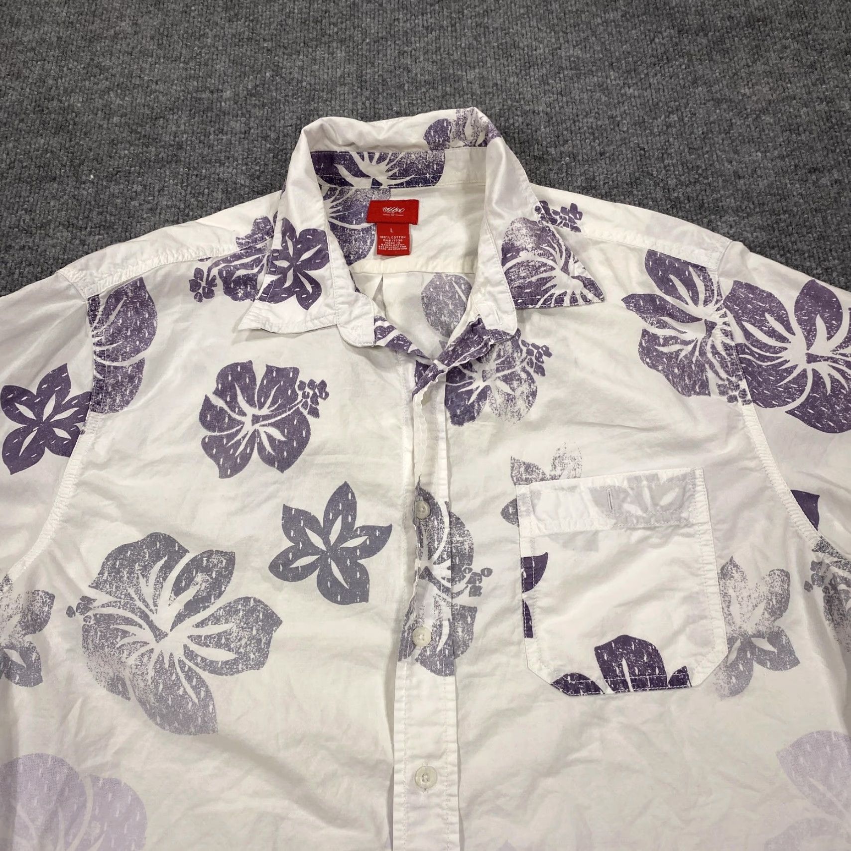 Mossimo Mossimo Supply Co Shirt Mens Large White Purple Floral Hawaiian Button Up Casual Shirt Size US L / EU 52-54 / 3 - 2 Thumbnail