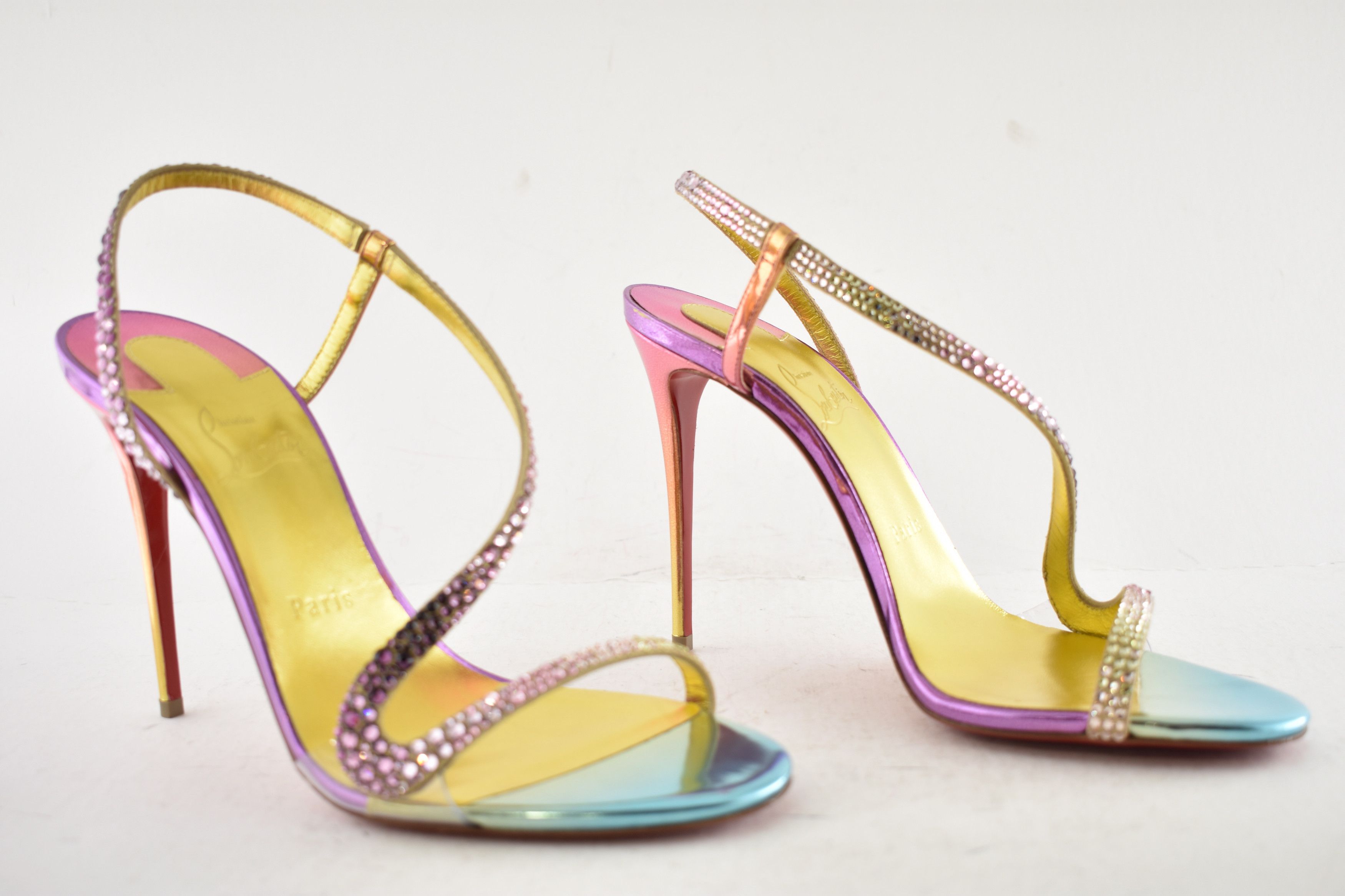 Christian Louboutin Rosalie Strass Boreal 100 Ankle Strap Sandal Heel Pump 40 Size US 10 / IT 40 - 7 Thumbnail