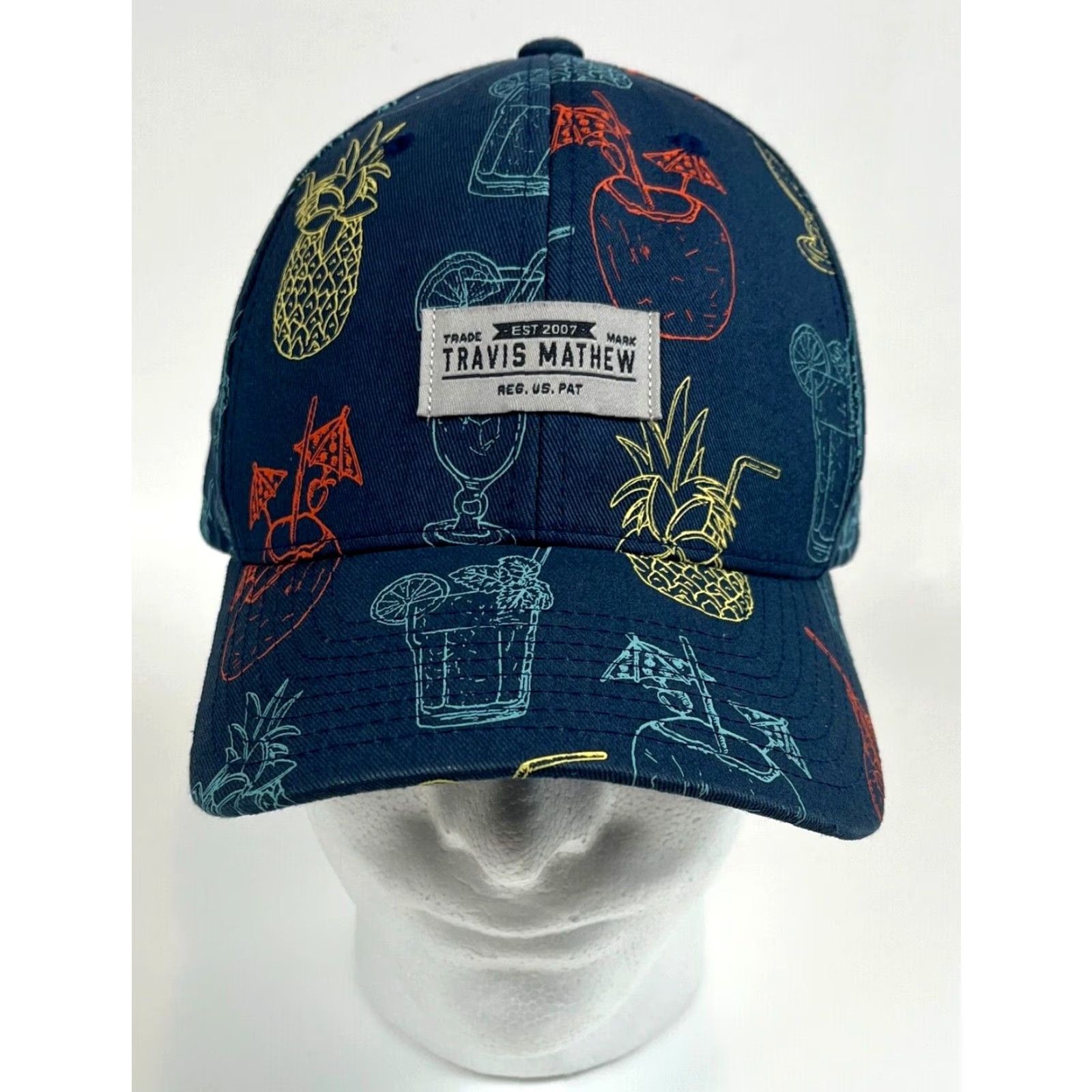 TravisMathew Travis Mathew Snapback Hat Multicolor Drink Cocktails All Over Print Adjustable One Size Mens Size ONE SIZE - 2 Thumbnail