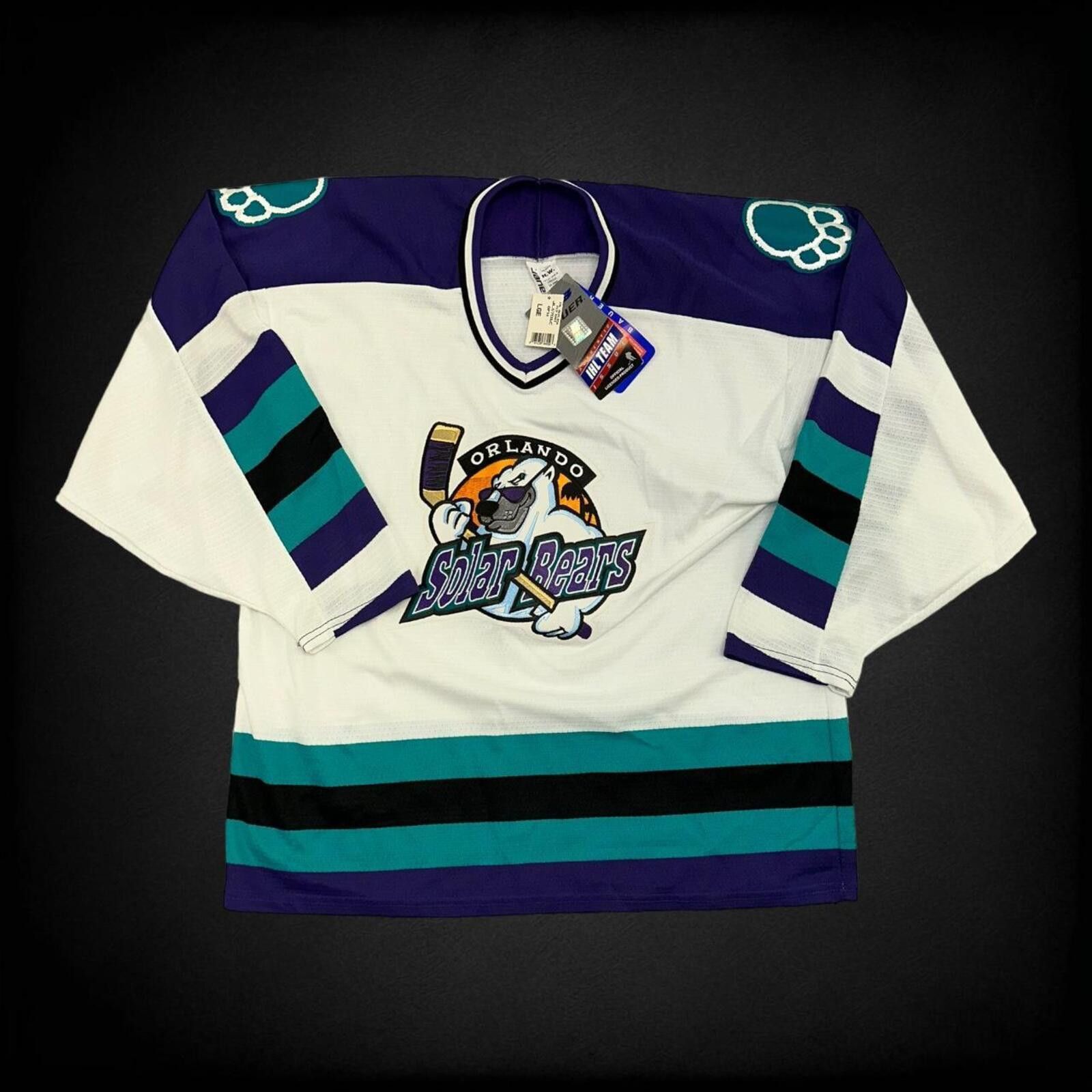 NHL Vintage 90s Orlando Solar Bears Bauer Prowear Hockey Jersey Size US L / EU 52-54 / 3 - 1 Thumbnail