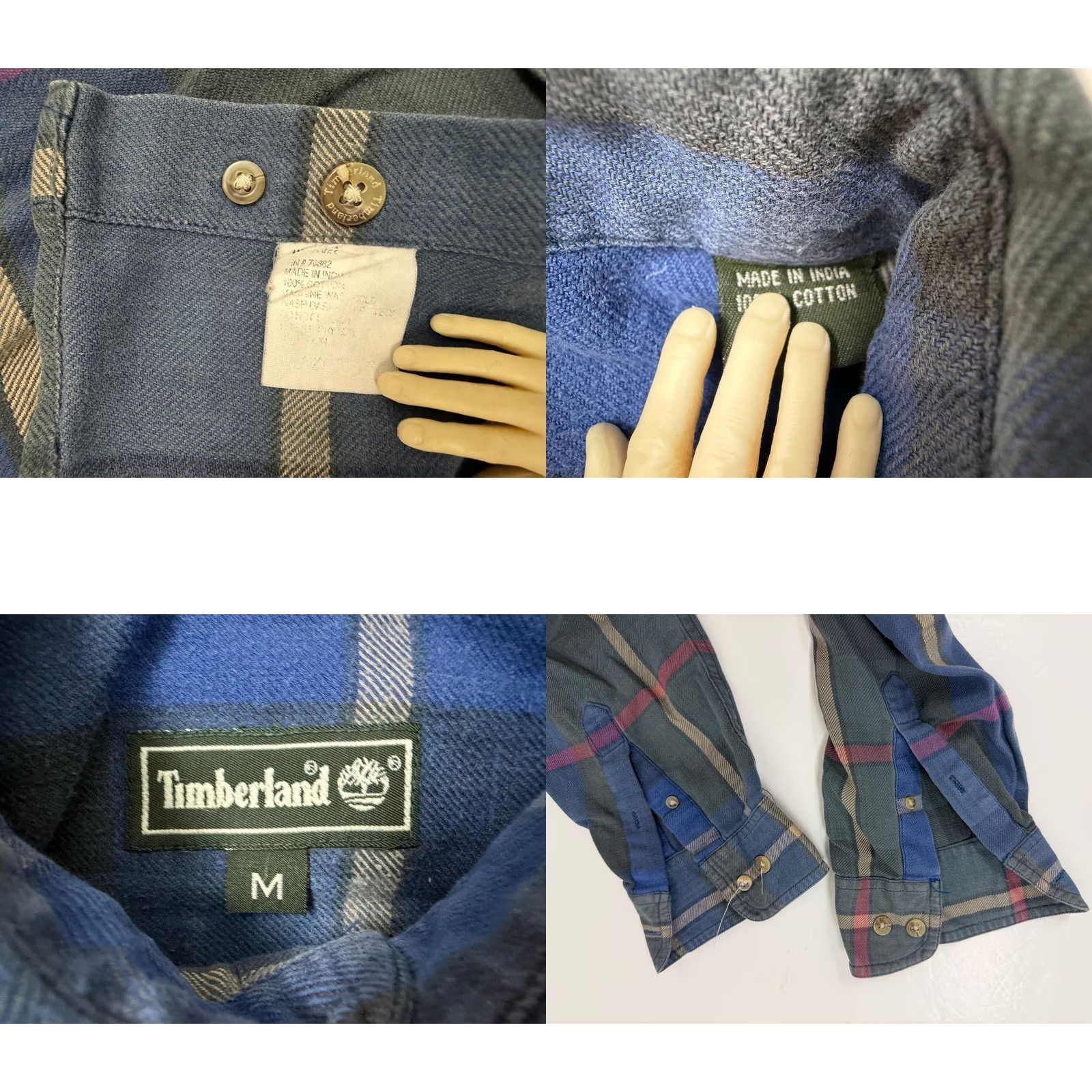 Timberland VINTAGE Timberland Shirt Men M Blue Plaid 90s Flannel Midweight Cotton Button-Up Size US M / EU 48-50 / 2 - 10 Thumbnail