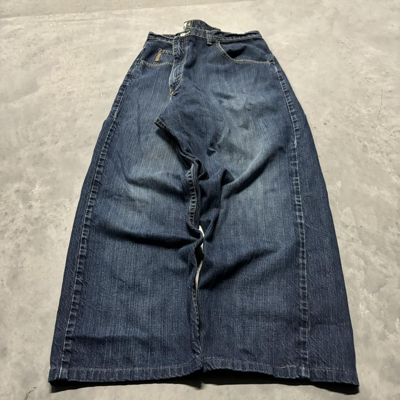 Japanese Brand × Vintage Crazy Vintage Y2K/2000s Baggy Grunge Dark Wash Skater Denim Jeans! Size US 34 / EU 50 - 3 Thumbnail