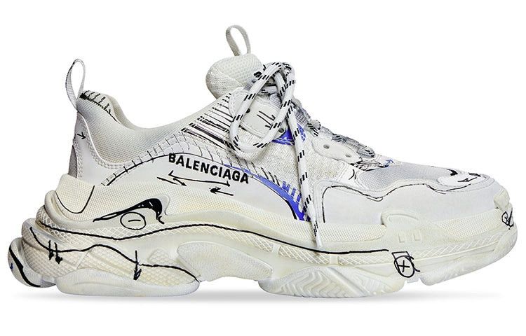 triple s sketch sneaker white/blue