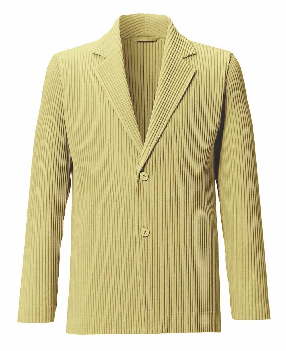 image of Issey Miyake Homme Plissé 2022 Ss Tailored Jacket in Mustard Yellow, Men's (Size Medium)