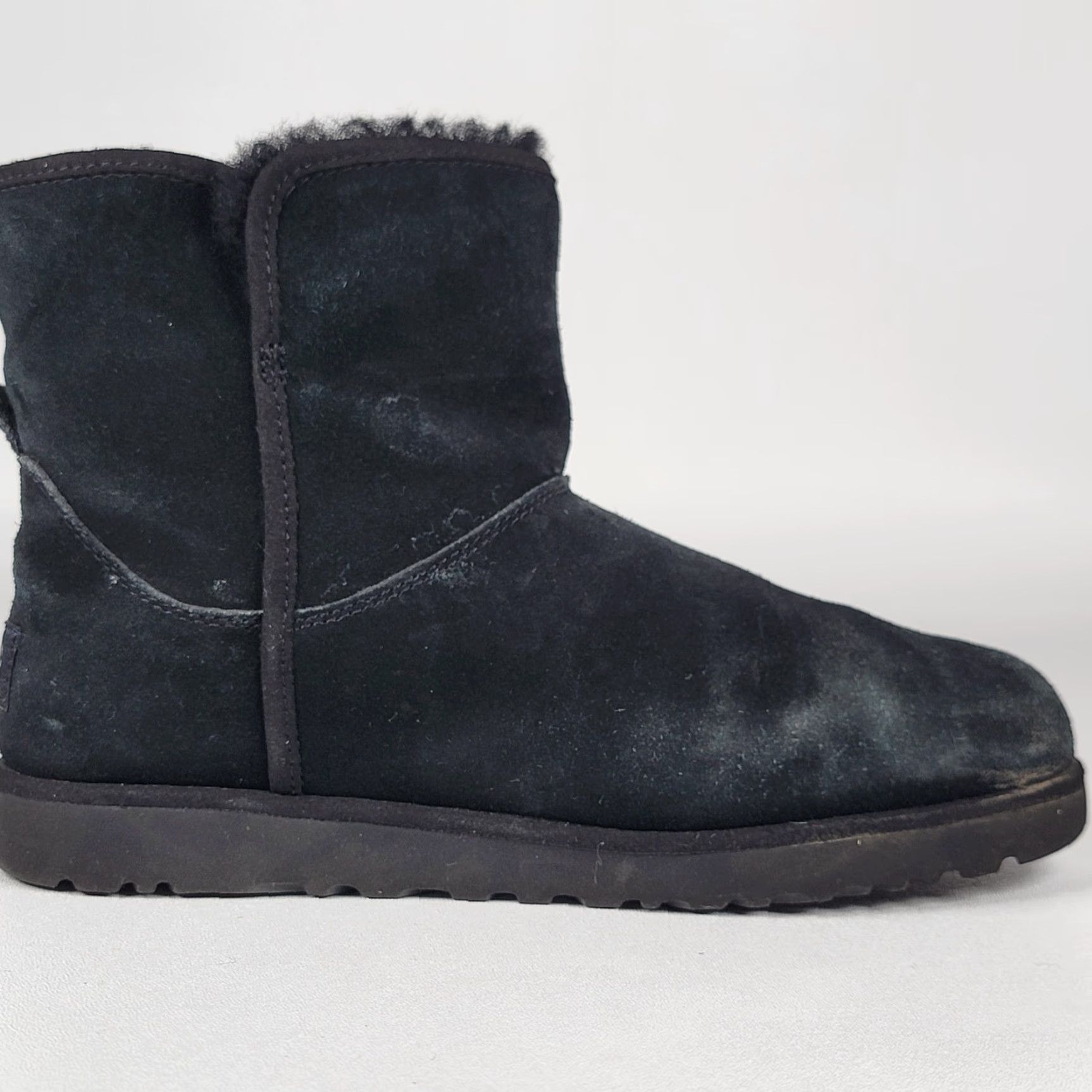 Ugg UGG Cory II Distressed Black Suede Women's Size 7 Boots Flat Heel Round Toe Casual Travel Shearling Lined Cushioned Comfort Snug Suede Upper Size US 5 / IT 35 - 3 Thumbnail
